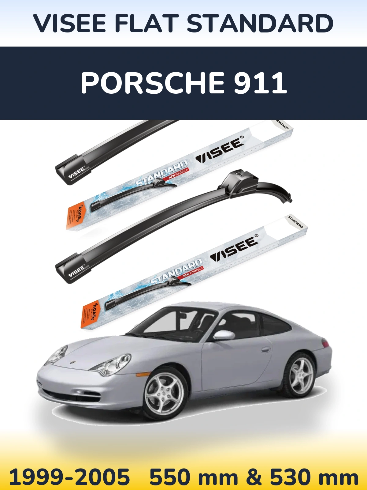 Комплект передних дворников VISEE FLAT STANDARD 550 & 530 мм для Porsche 911 1999-2005