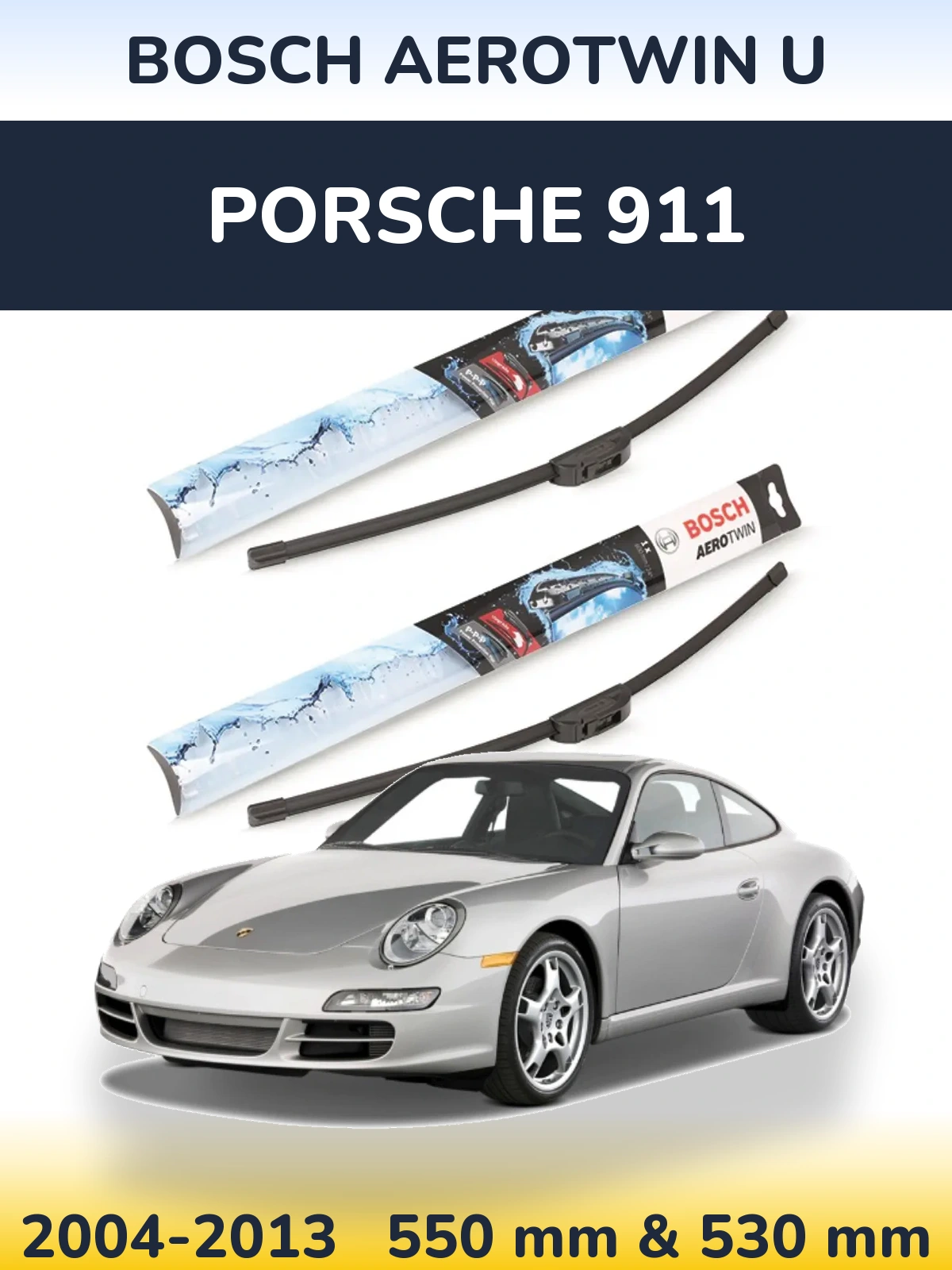 Комплект передніх щіток BOSCH AeroTwin U 550 & 530 мм для Porsche 911 2004-2013
