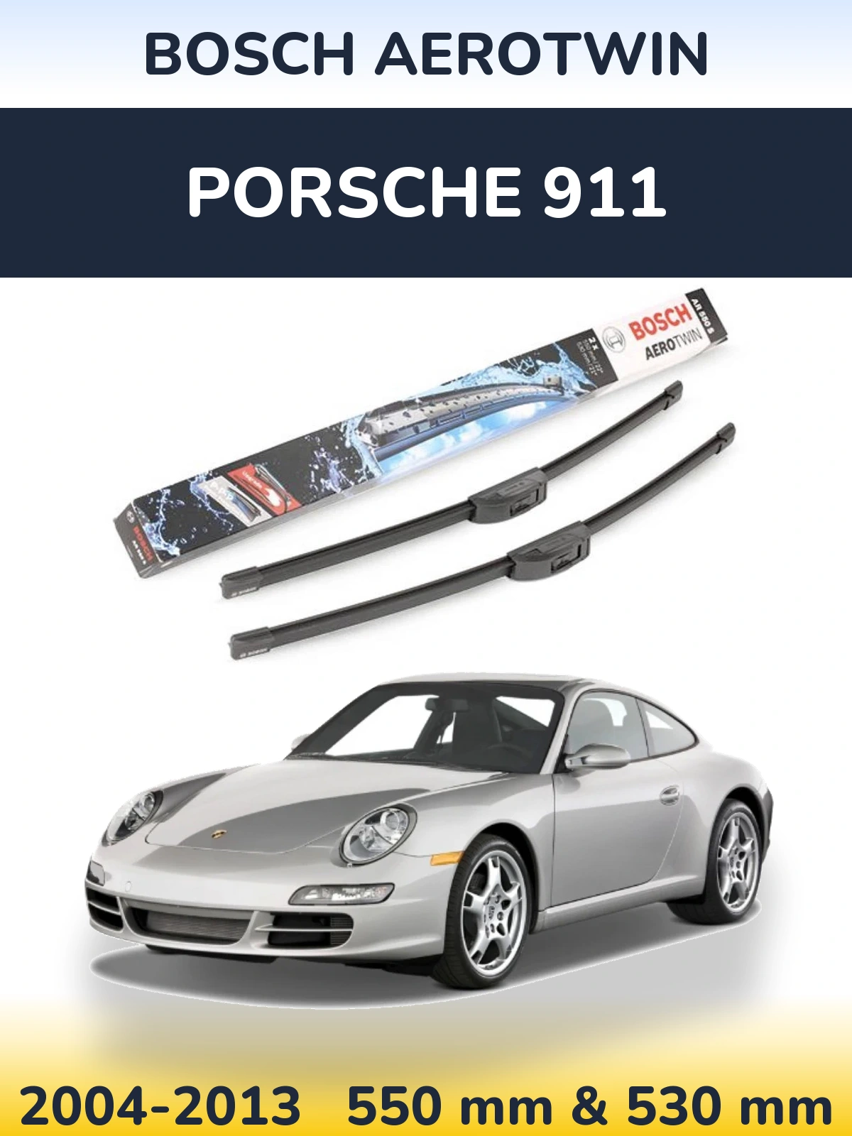 Komplet przednich wycieraczek BOSCH AeroTwin 550 & 530 mm do Porsche 911 2004-2013