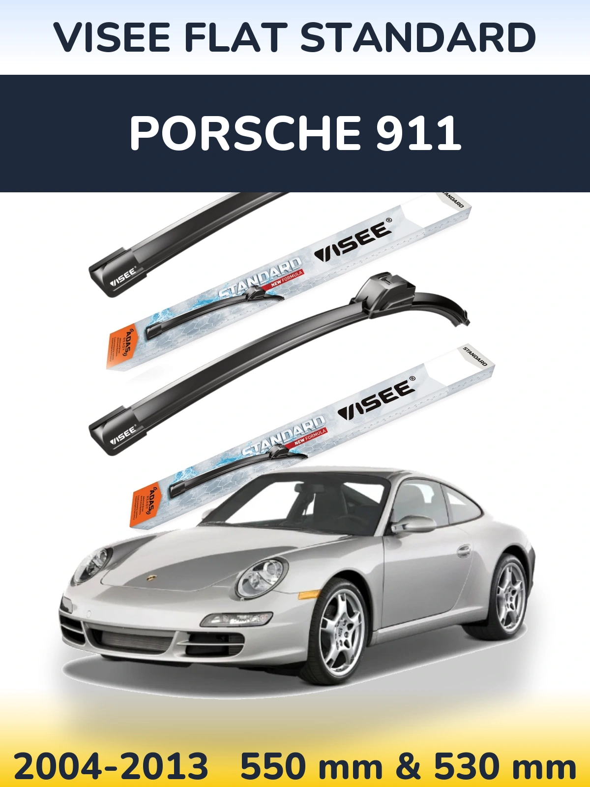 Комплект передніх щіток VISEE FLAT STANDARD 550 & 530 мм для Porsche 911 2004-2013