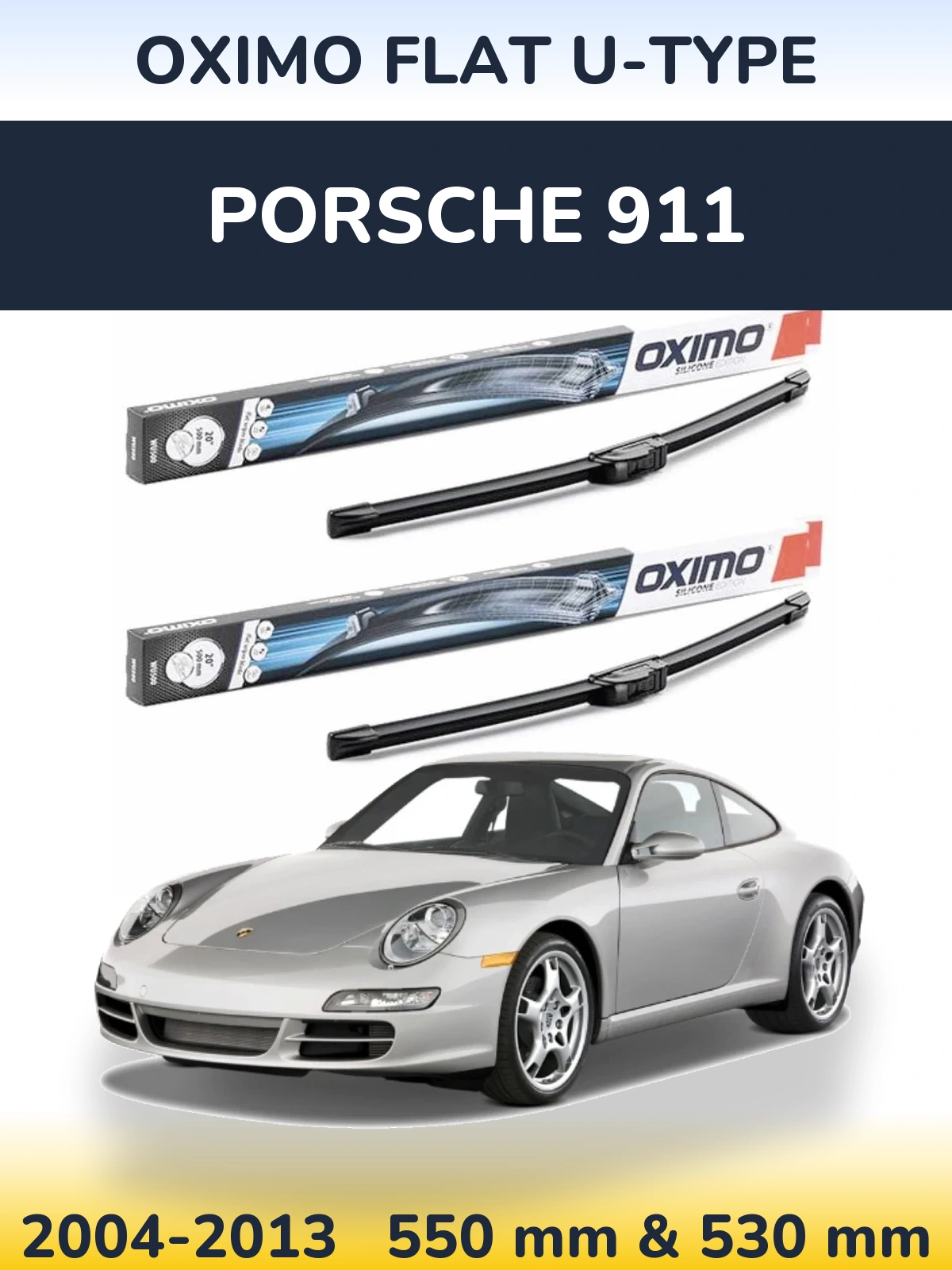 Komplet przednich wycieraczek Oximo Flat U-type 550 & 530 mm do Porsche 911 2004-2013