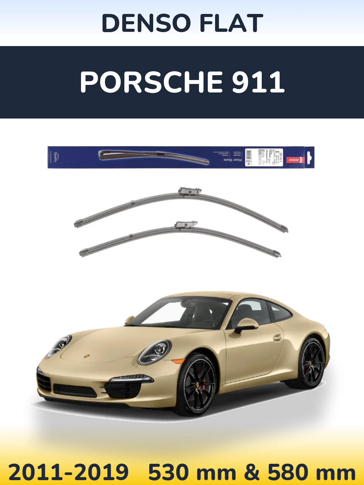 Komplet przednich wycieraczek Denso Flat 530 & 580 mm do Porsche 911 2011-2019
