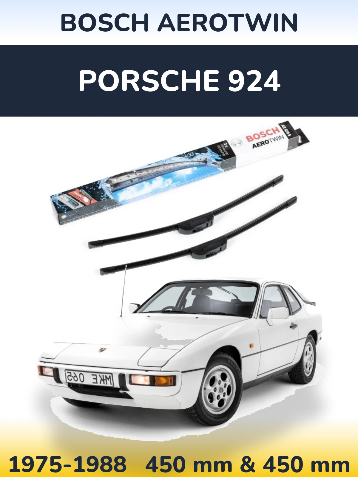 Комплект передних дворников BOSCH AeroTwin 450 & 450 мм для Porsche 924 1975-1988