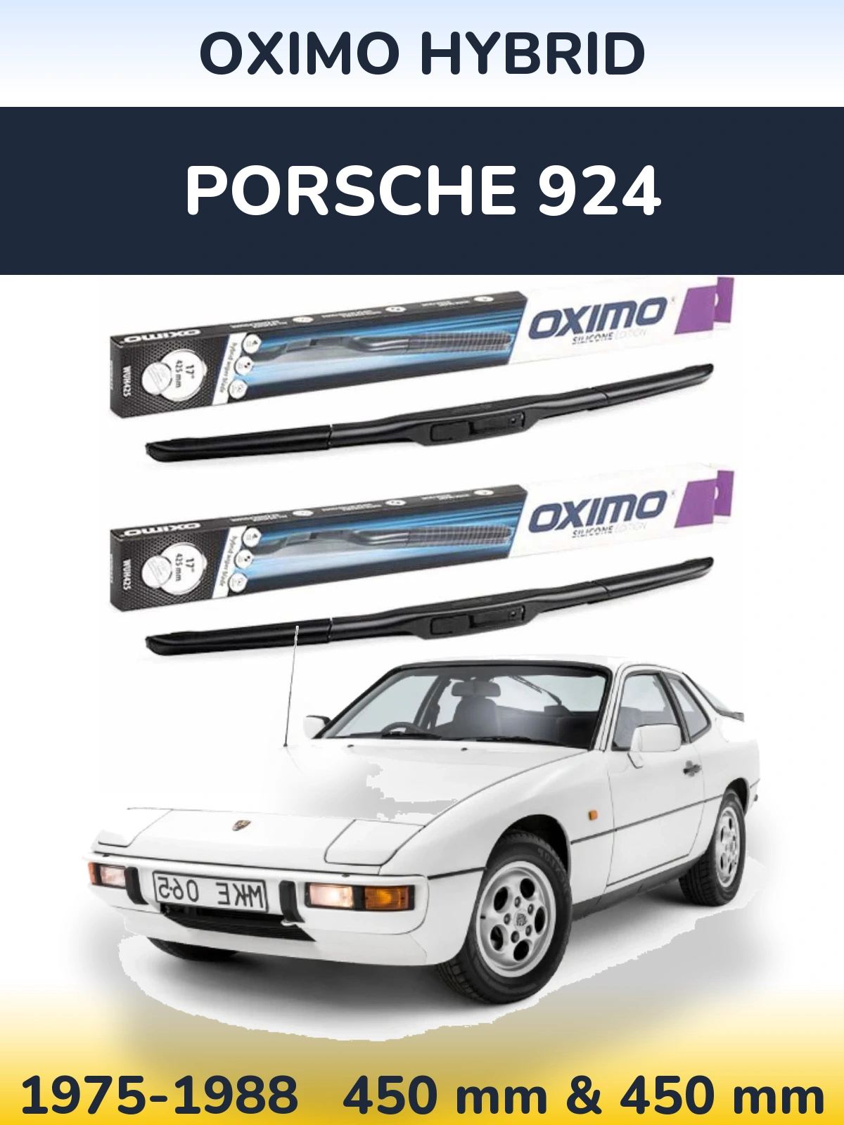 Комплект передних дворников Oximo Hybrid 450 & 450 мм для Porsche 924 1975-1988