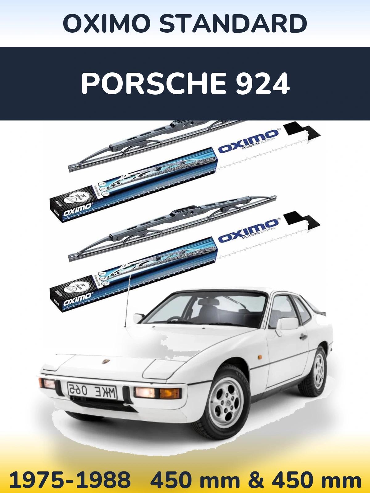 Комплект передних дворников Oximo Standard 450 & 450 мм для Porsche 924 1975-1988