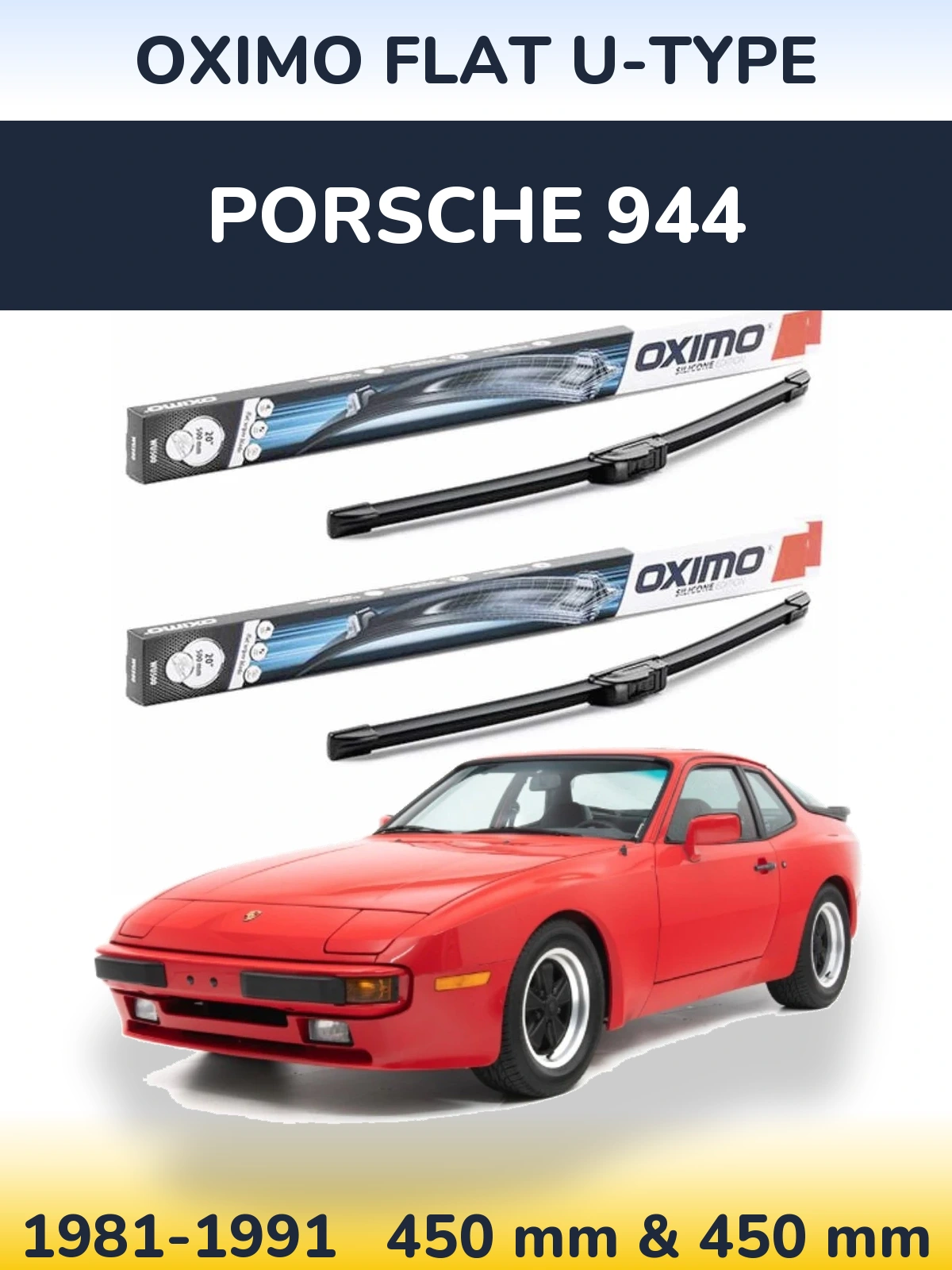 Комплект передних дворников Oximo Flat U-type 450 & 450 мм для Porsche 944 1981-1991