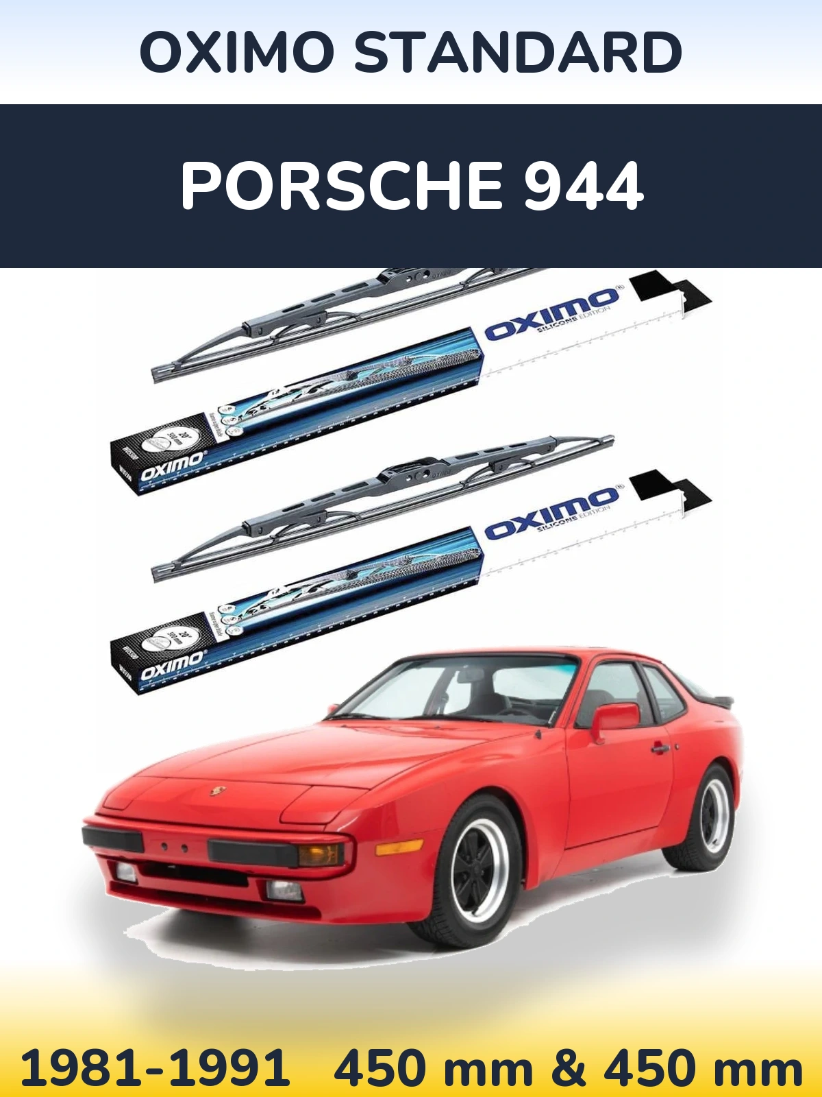 Комплект передних дворников Oximo Standard 450 & 450 мм для Porsche 944 1981-1991