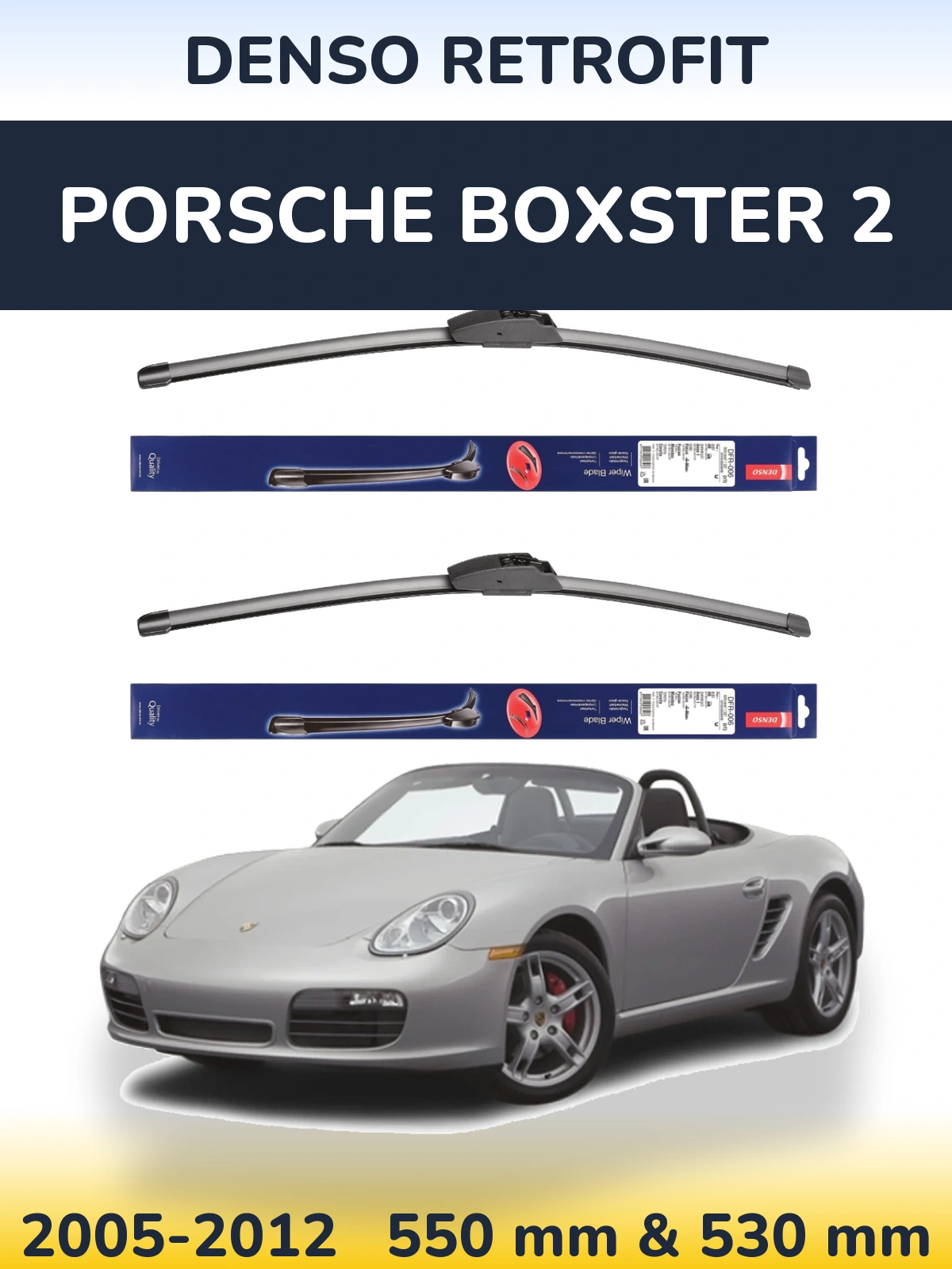 Комплект передних дворников Denso Retrofit 550 & 530 мм для Porsche Boxster 2 2005-2012