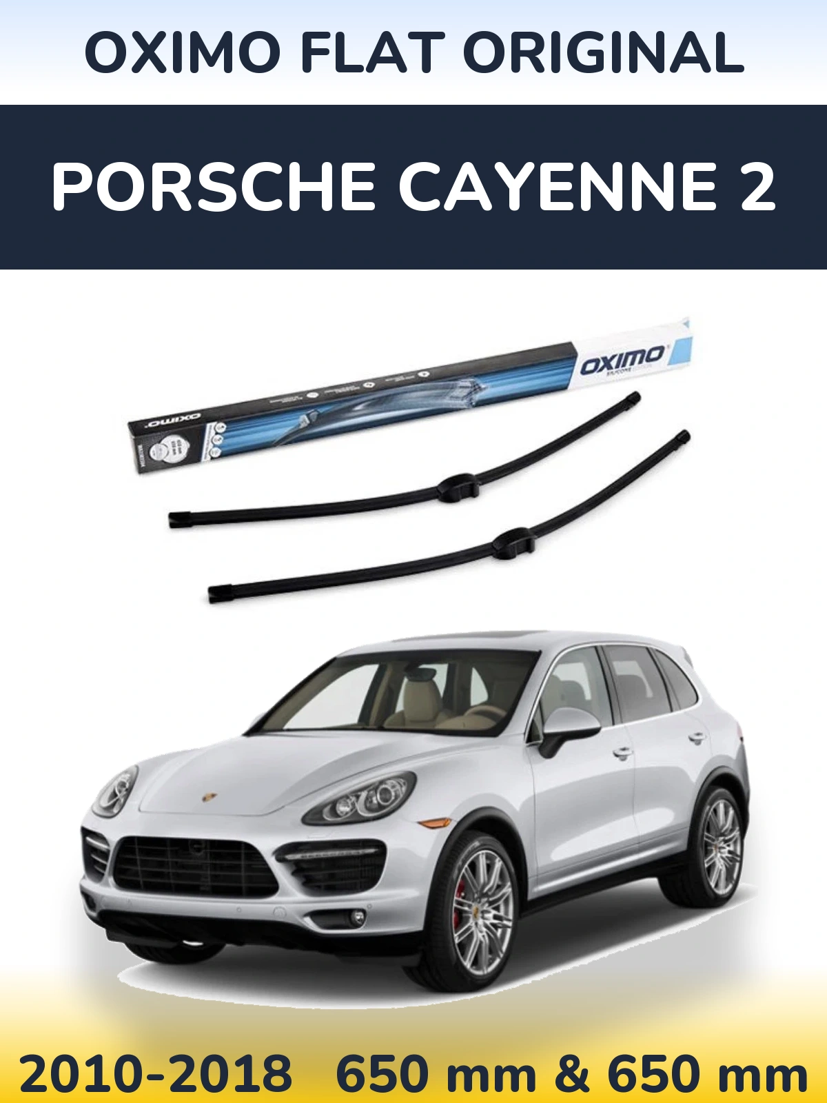 Front wiper blade set Oximo Flat Original 650 & 650 mm for Porsche Cayenne 2 2010-2018