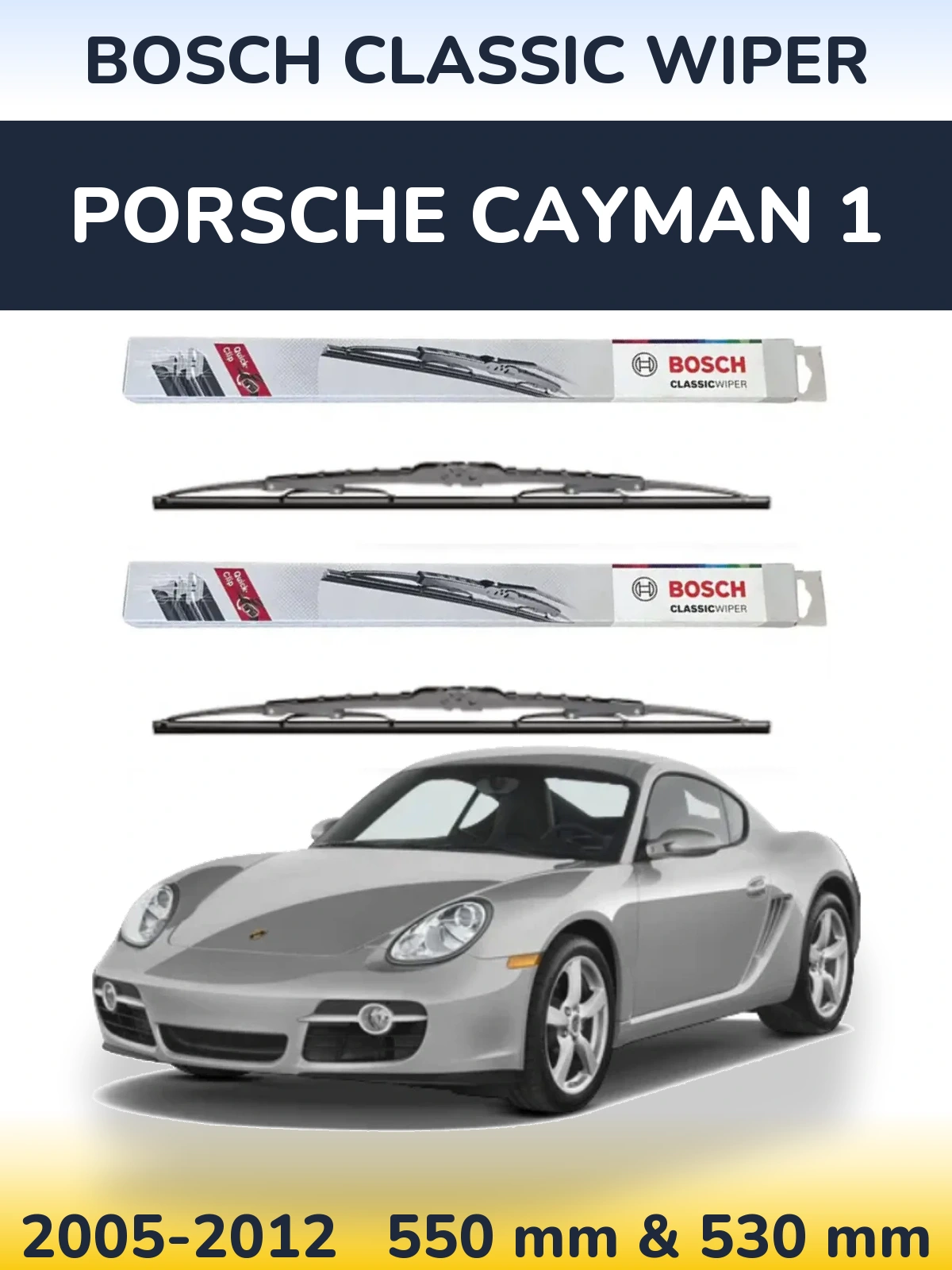 Комплект передних дворников BOSCH Classic Wiper 550 & 530 мм для Porsche Cayman 1 2005-2012