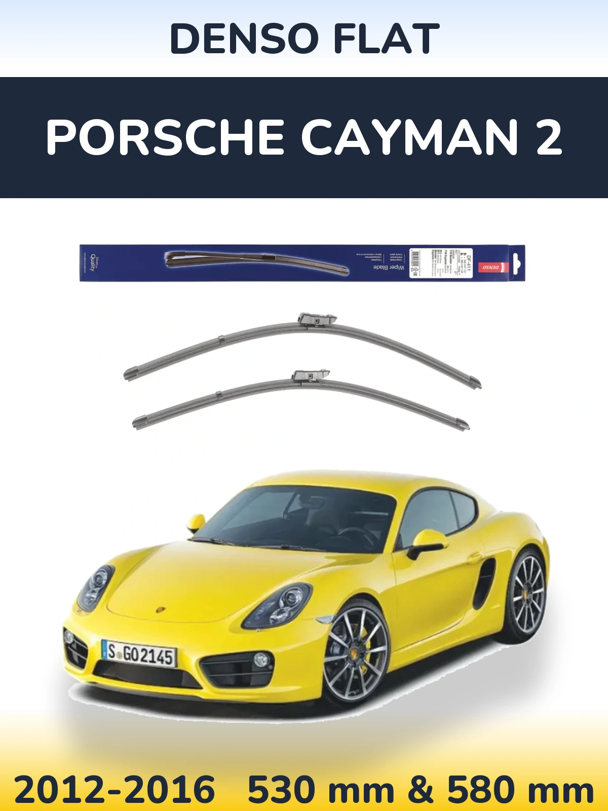Комплект передних дворников Denso Flat 530 & 580 мм для Porsche Cayman 2 2012-2016