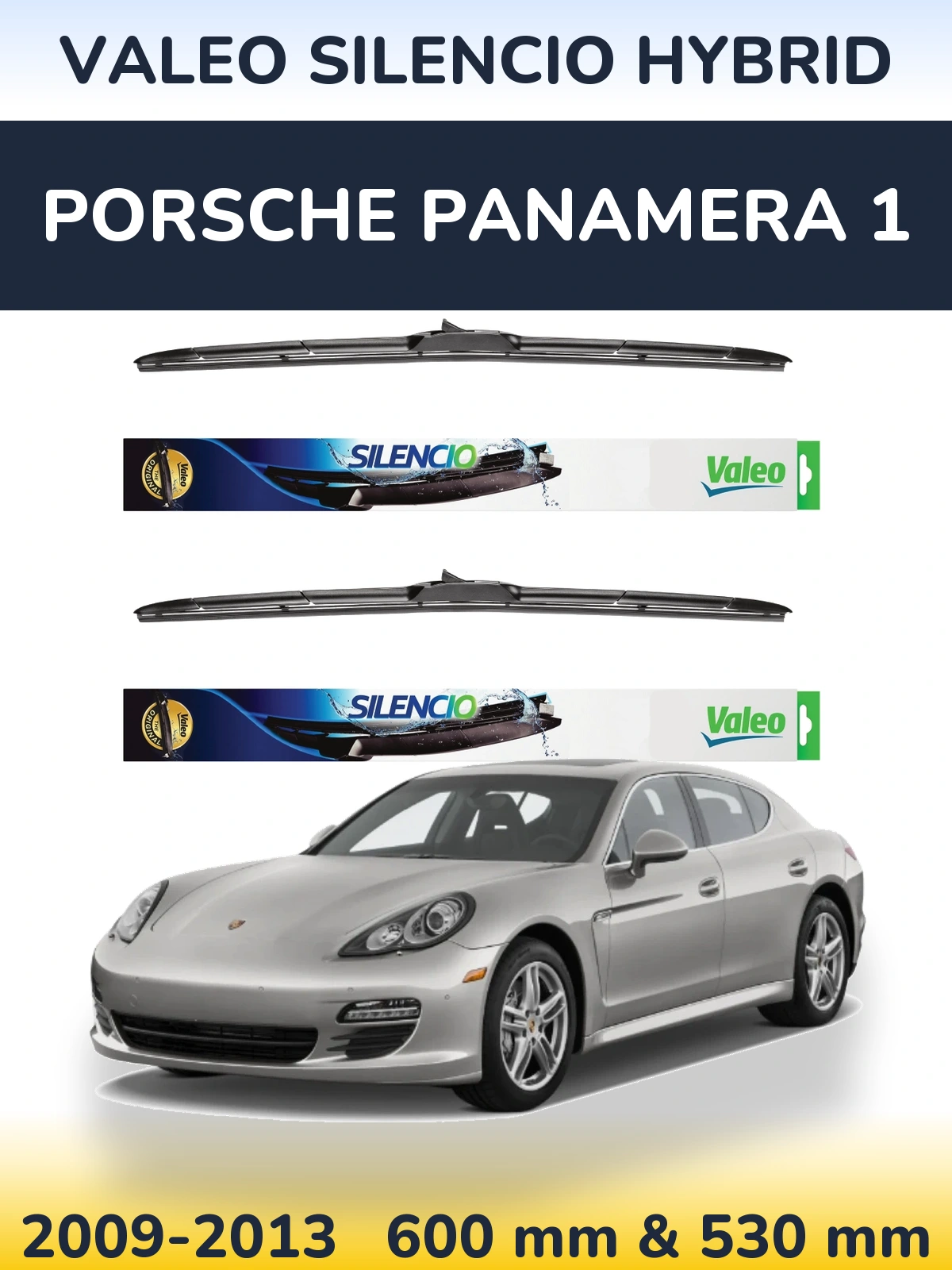 Комплект передних дворников Valeo Silencio Hybrid 600 & 530 мм для Porsche Panamera 1 2009-2013
