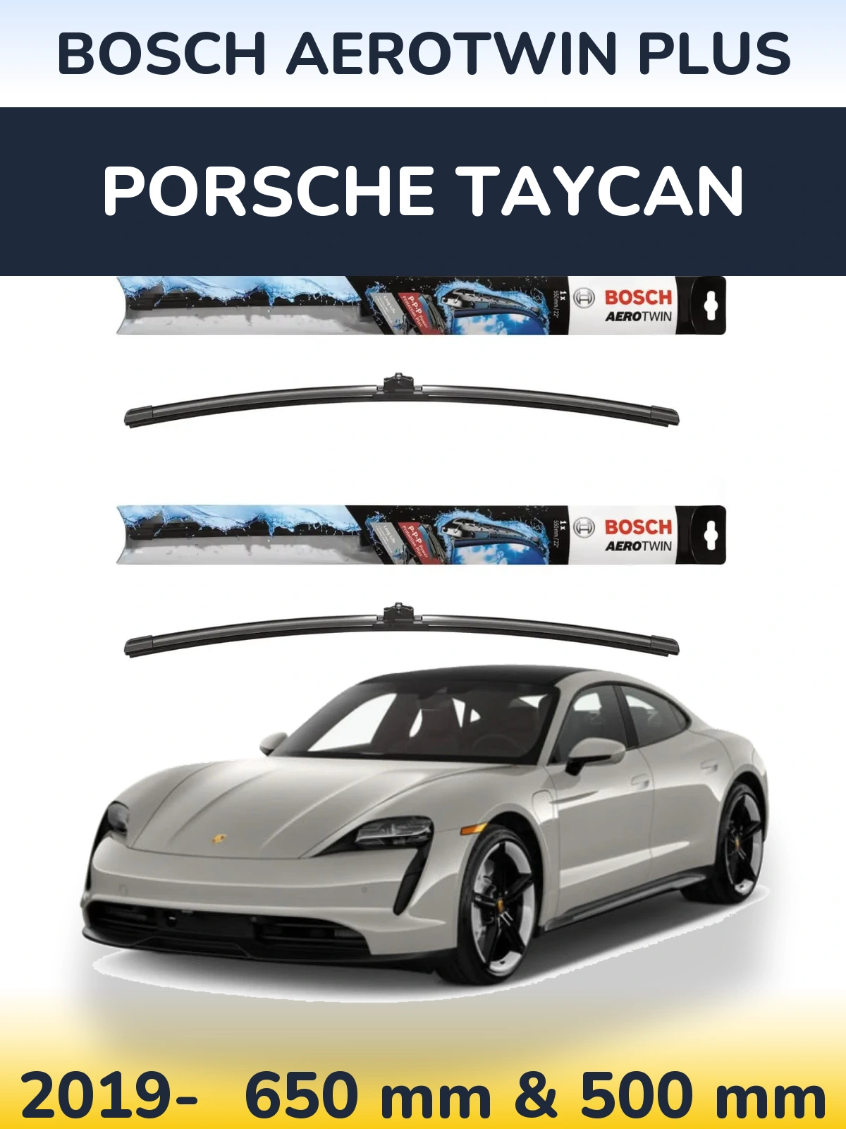 Komplet przednich wycieraczek BOSCH AeroTwin Plus 650 & 500 mm do Porsche Taycan 2019-2026