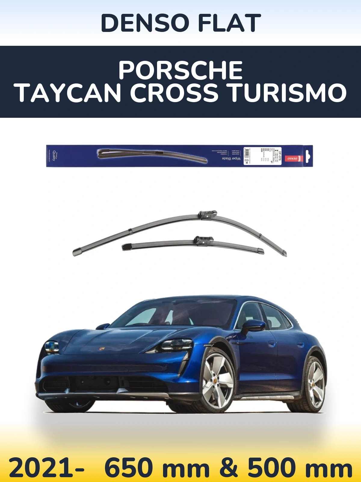 Комплект передних дворников Denso Flat 630 & 500 мм для Porsche Taycan Cross Turismo 2021-2026