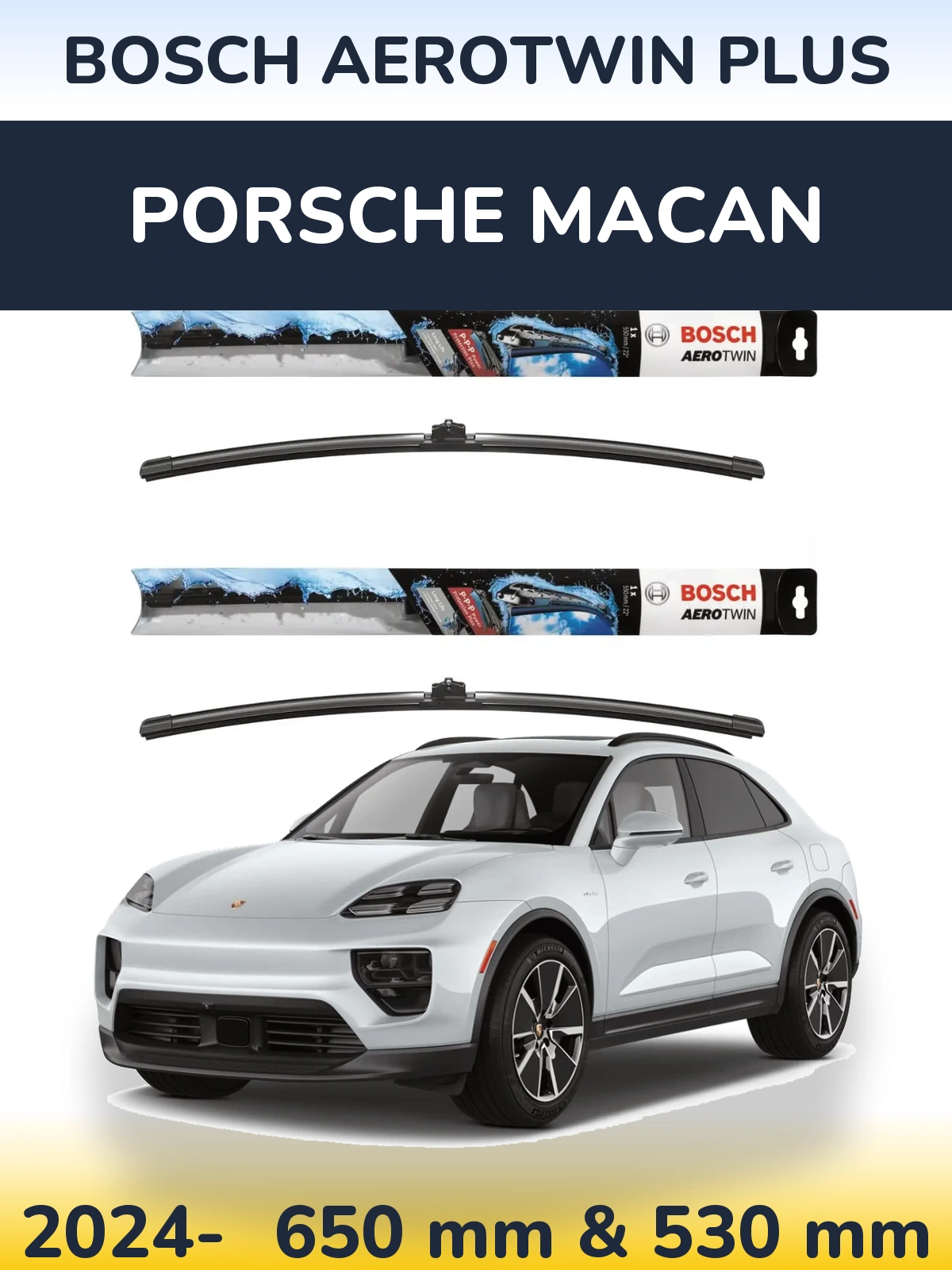 Комплект передних дворников BOSCH AeroTwin Plus 650 & 530 мм для Porsche Macan 2024-2026