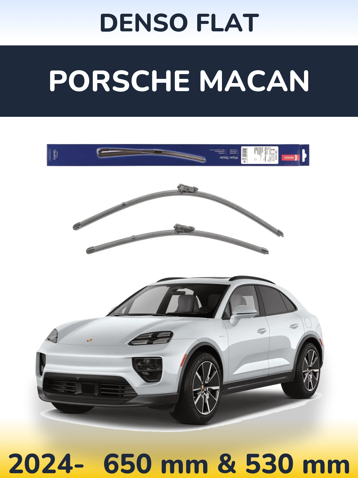 Комплект передних дворников Denso Flat 650 & 530 мм для Porsche Macan 2024-2026