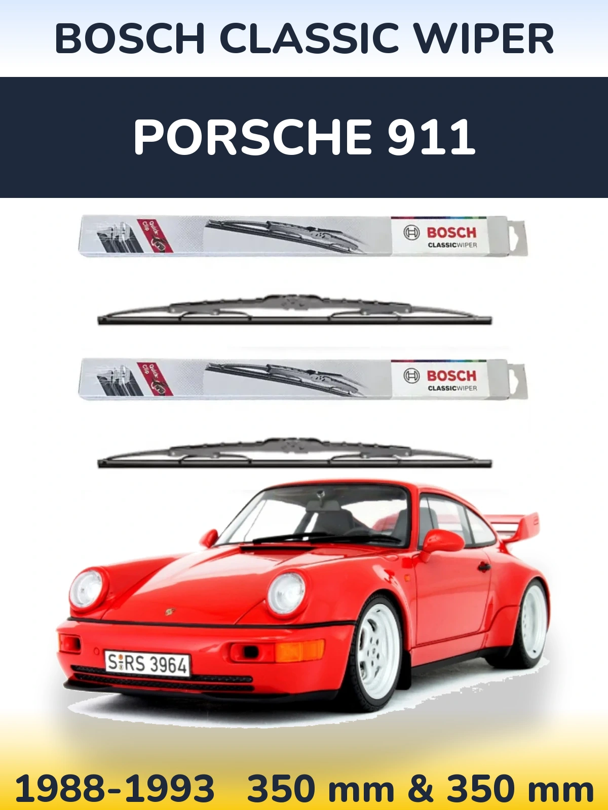 Комплект передних дворников BOSCH Classic Wiper 340 & 340 мм для Porsche 911 1988-1993