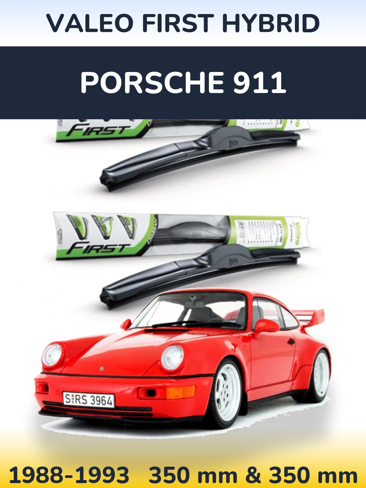 Комплект передних дворников Valeo First Hybrid 350 & 350 мм для Porsche 911 1988-1993