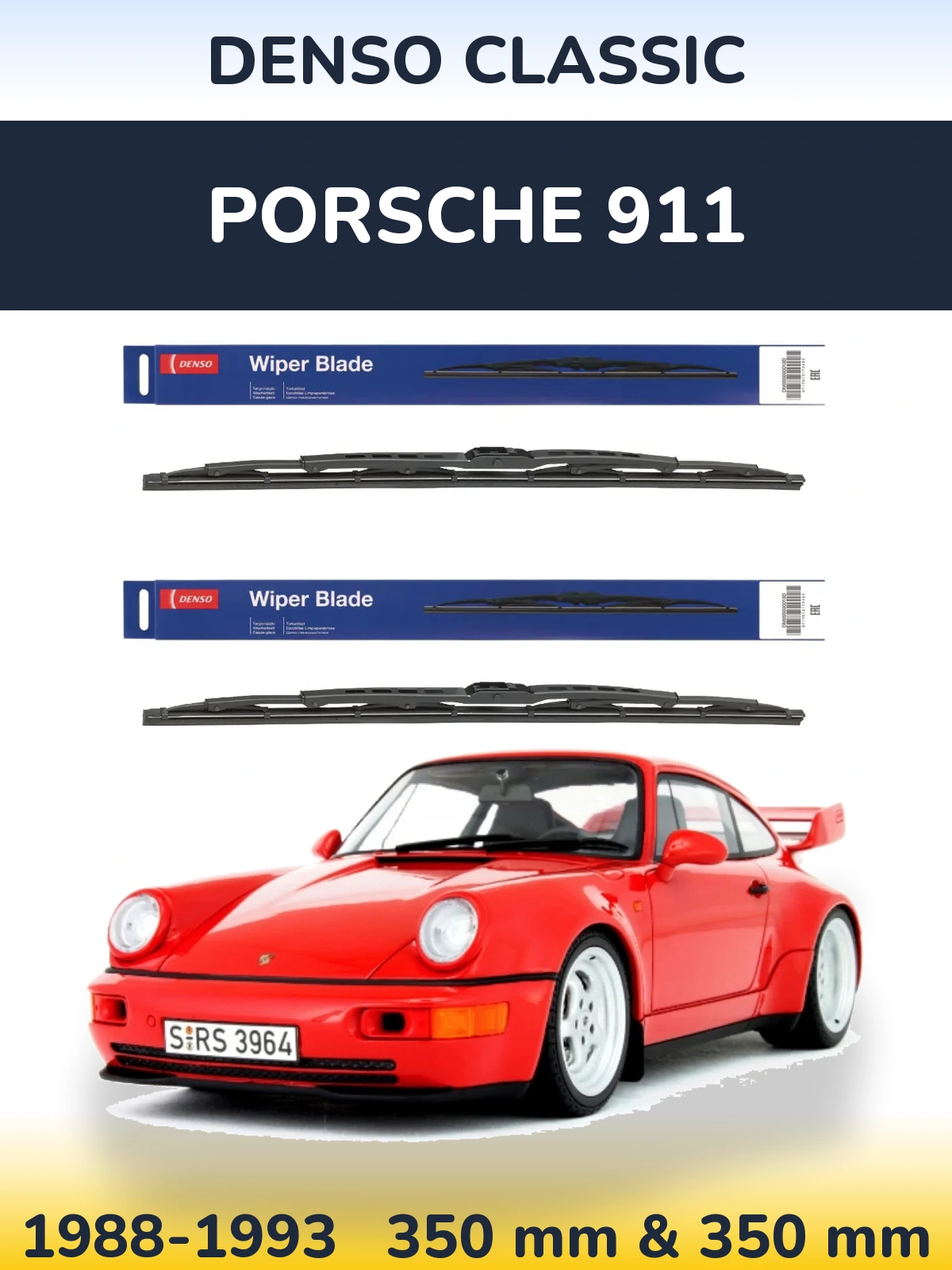 Комплект передних дворников Denso Classic 350 & 350 мм для Porsche 911 1988-1993