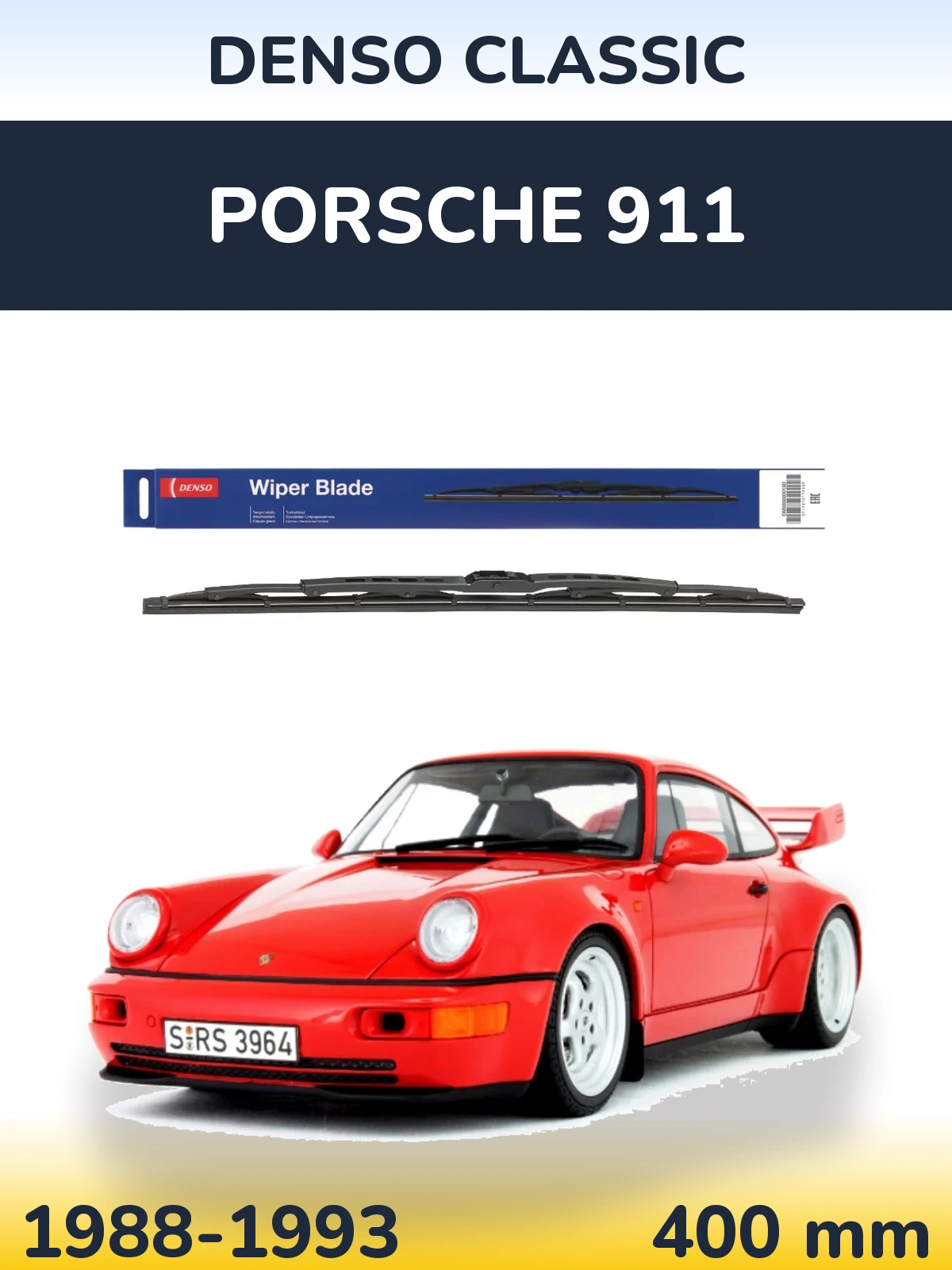 Rear wiper blade Denso Classic 400 mm for Porsche 911 1988-1993
