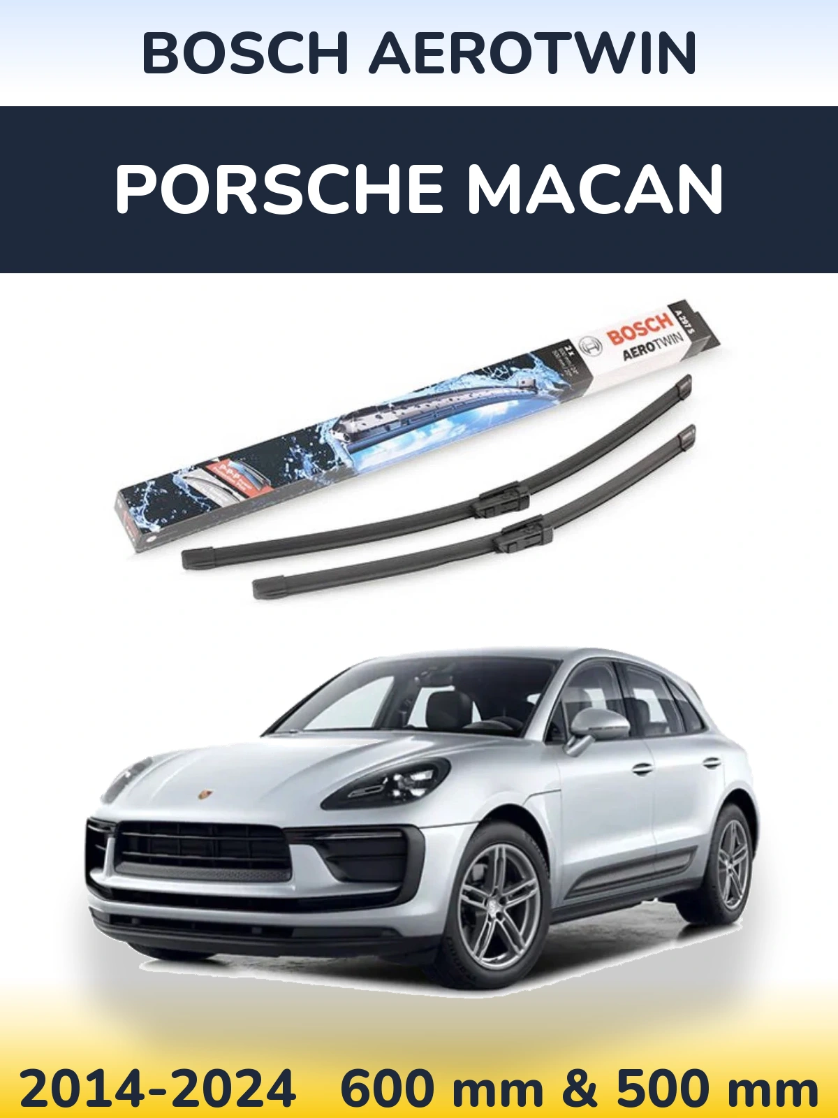 Комплект передних дворников BOSCH AeroTwin 600 & 500 мм для Porsche Macan 2014-2024