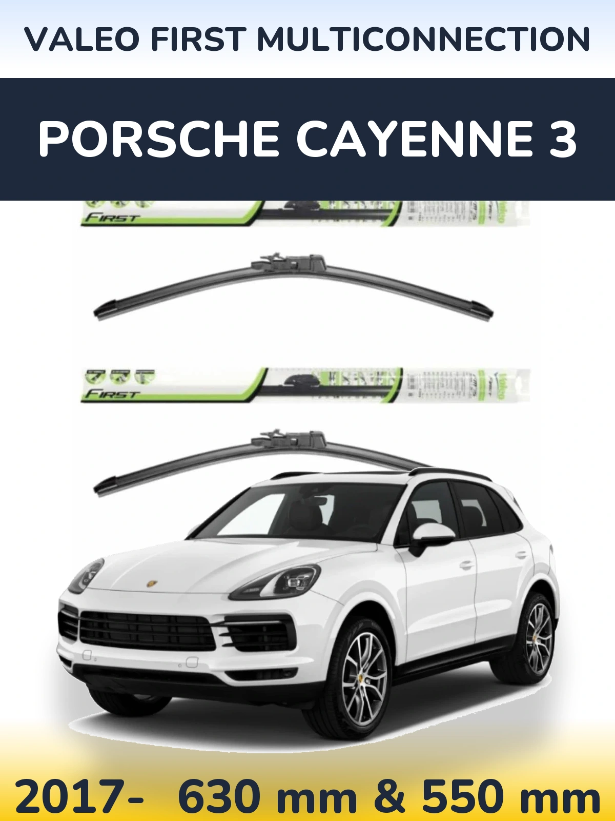 Front wiper blade set Valeo First MultiConnection 600 & 550 mm for Porsche Cayenne 3 2017-2026