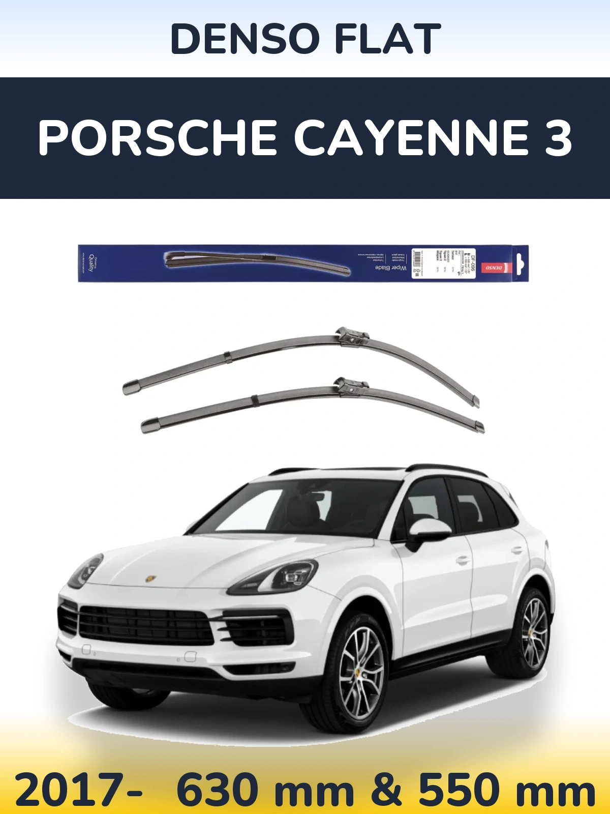 Komplet przednich wycieraczek Denso Flat 630 & 550 mm do Porsche Cayenne 3 2017-2026