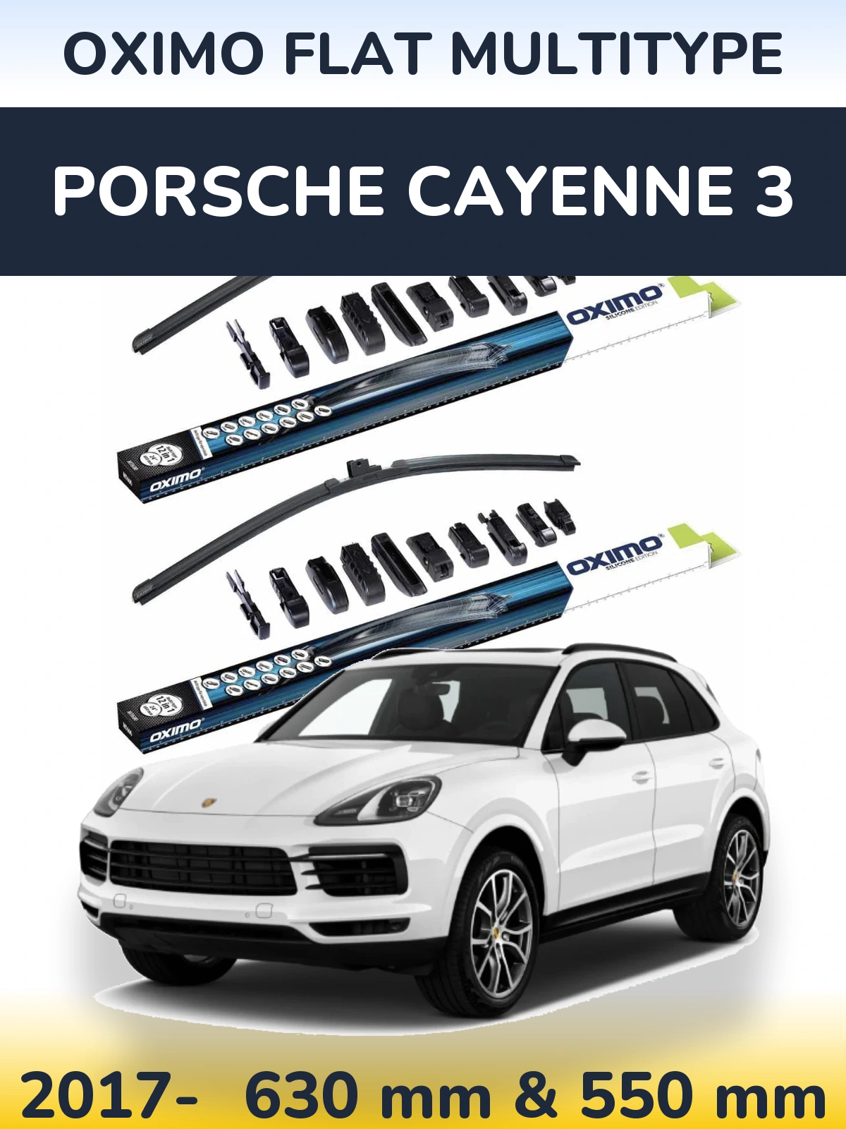 Komplet przednich wycieraczek Oximo Flat MultiType 600 & 550 mm do Porsche Cayenne 3 2017-2026
