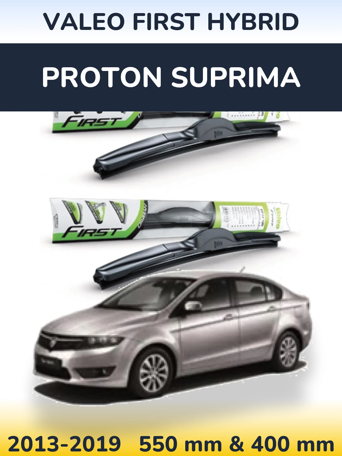 Комплект передних дворников Valeo First Hybrid 550 & 400 мм для Proton Suprima 2013-2019