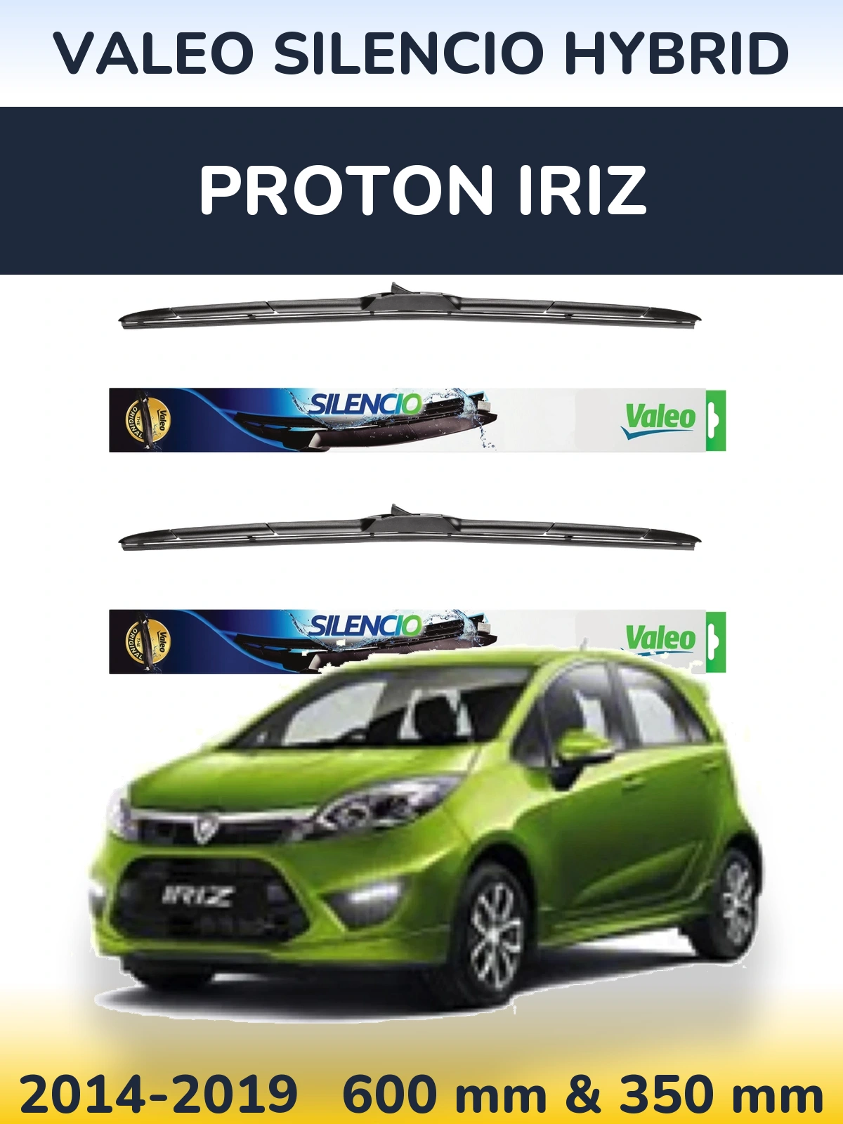 Комплект передних дворников Valeo Silencio Hybrid 600 & 350 мм для Proton Iriz 2014-2019