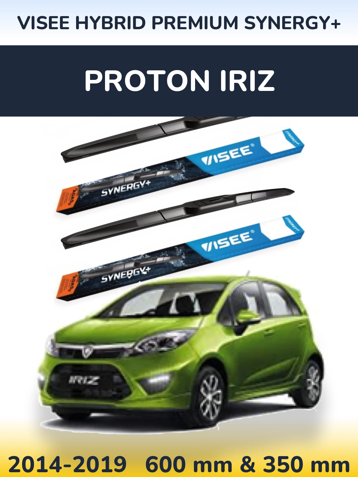 Комплект передних дворников VISEE HYBRID PREMIUM SYNERGY+ 600 & 350 мм для Proton Iriz 2014-2019