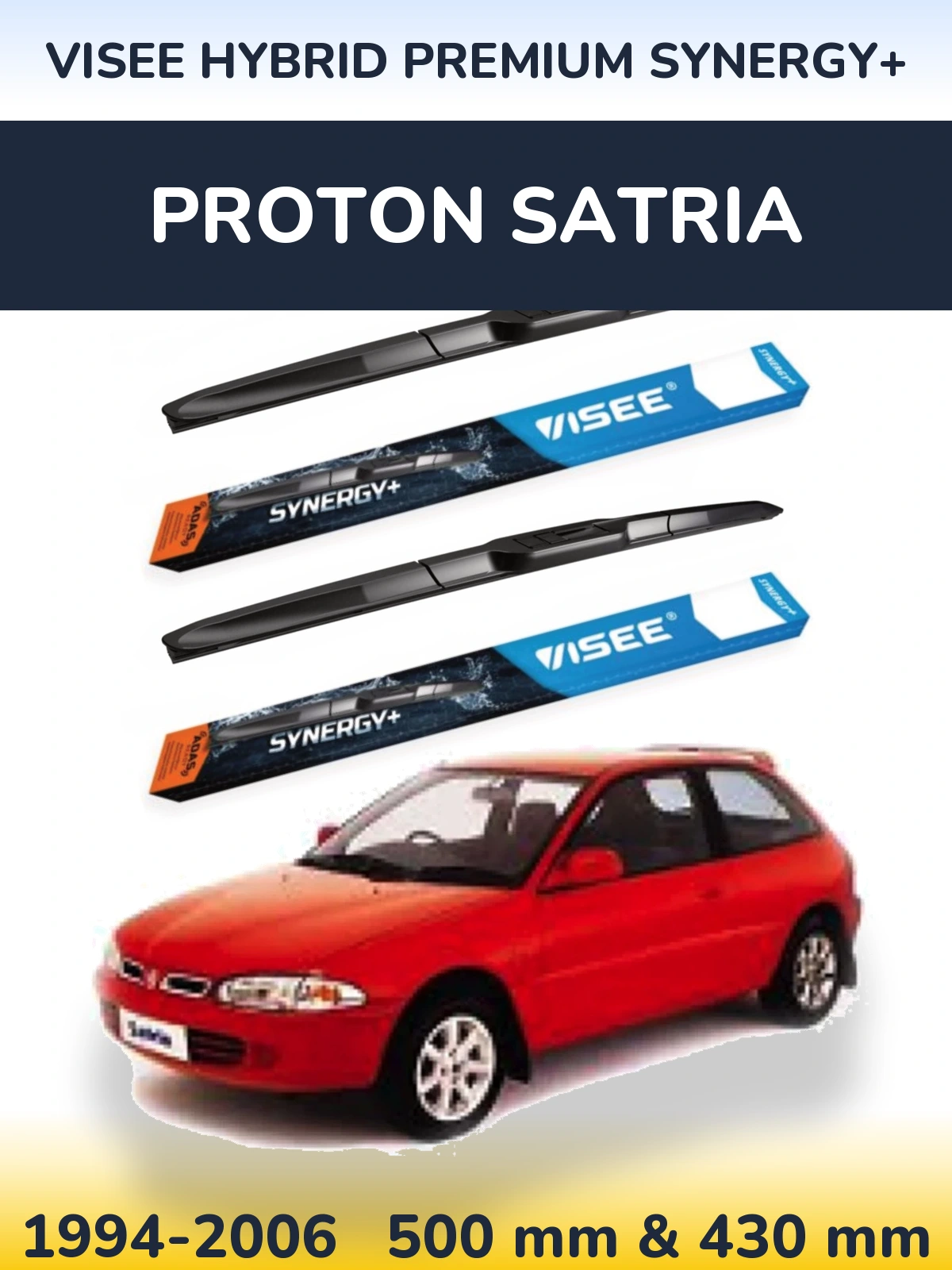 Комплект передних дворников VISEE HYBRID PREMIUM SYNERGY+ 500 & 430 мм для Proton Satria 1994-2006