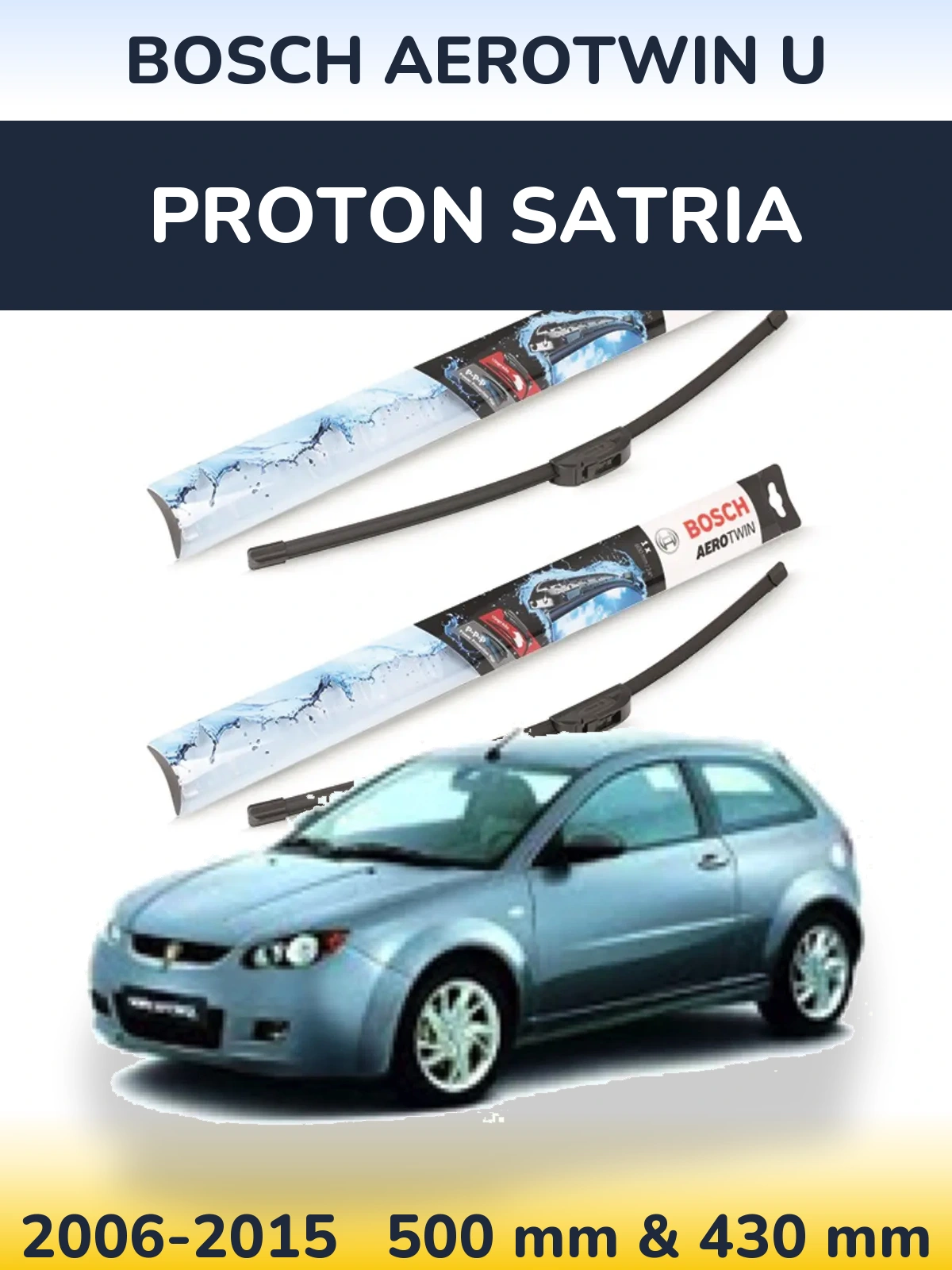 Komplet przednich wycieraczek BOSCH AeroTwin U 500 & 430 mm do Proton Satria 2006-2015