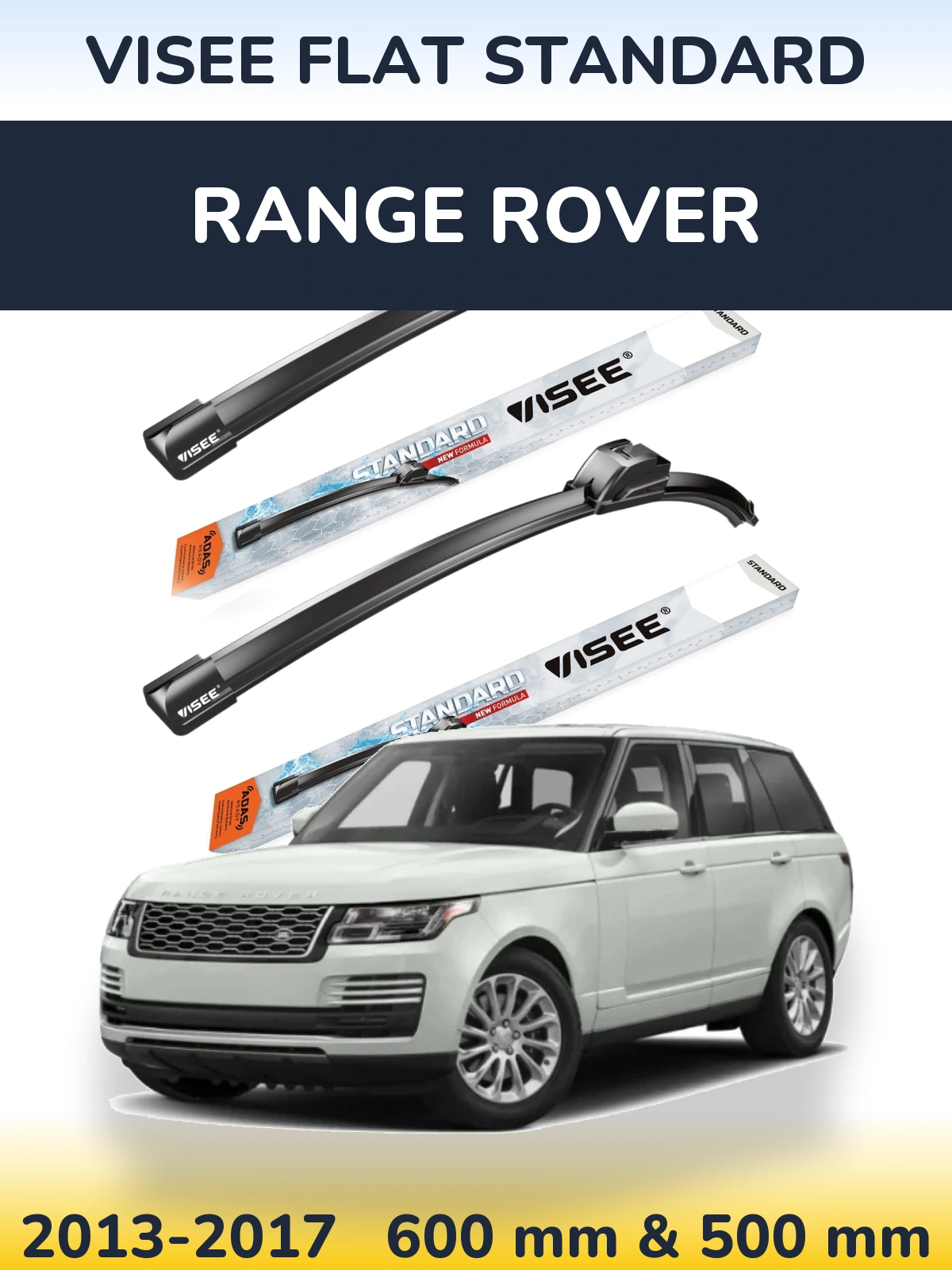 Komplet przednich wycieraczek VISEE FLAT STANDARD 600 & 500 mm do Range Rover  2013-2017