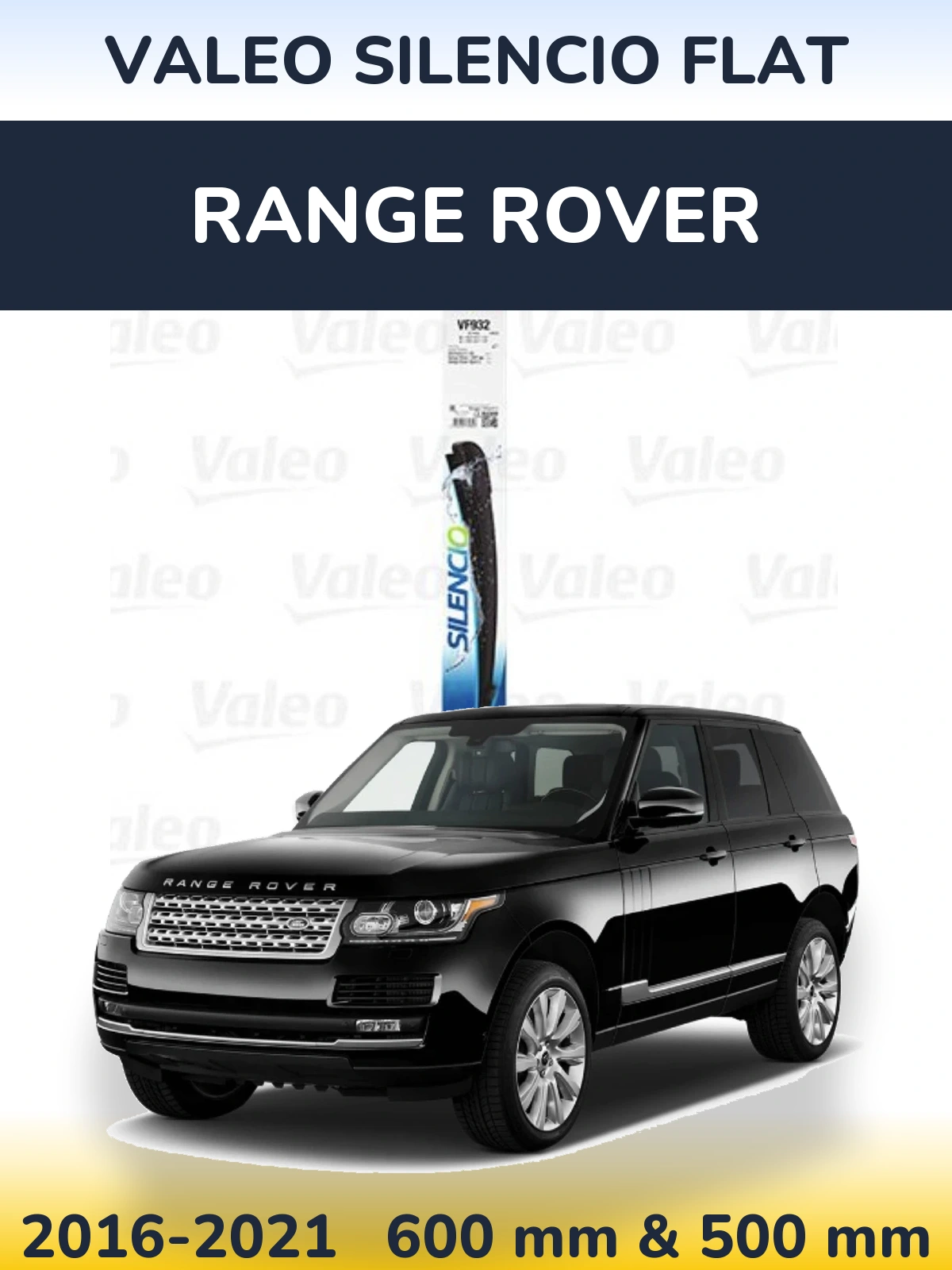 Komplet przednich wycieraczek Valeo Silencio Flat 600 & 500 mm do Range Rover  2016-2021