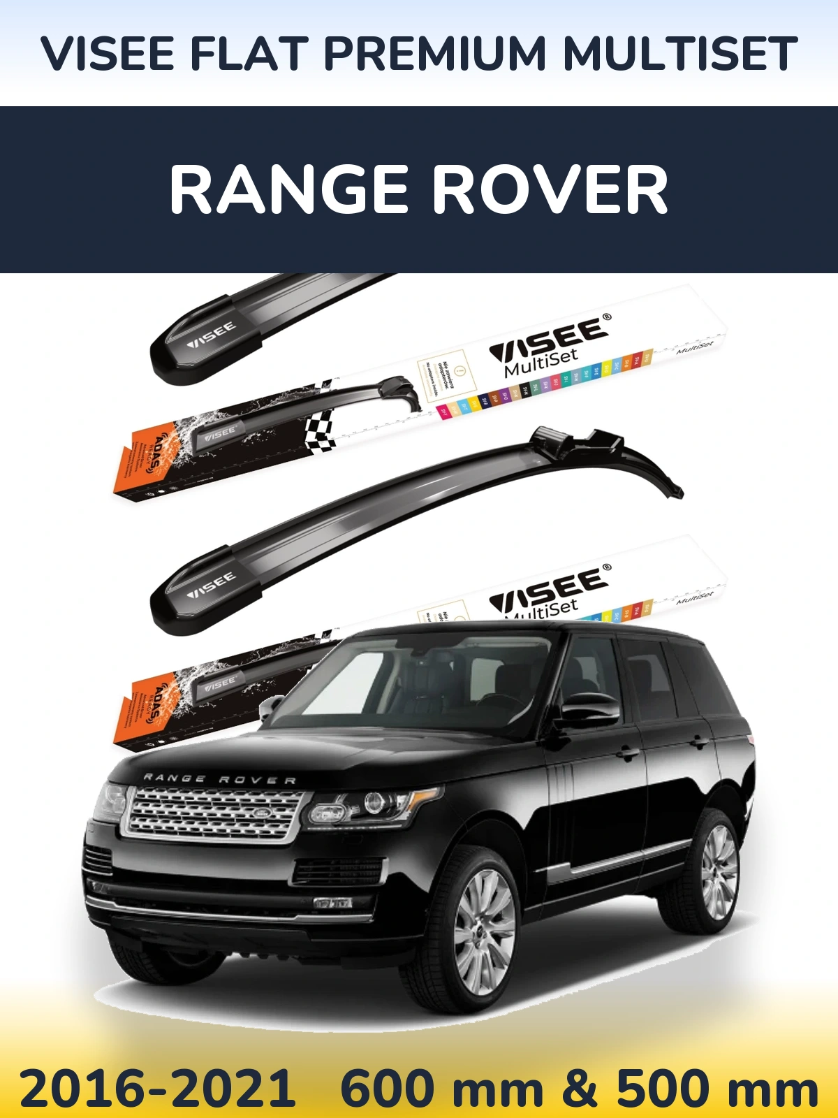 Komplet przednich wycieraczek VISEE FLAT PREMIUM MultiSet 600 & 500 mm do Range Rover  2016-2021