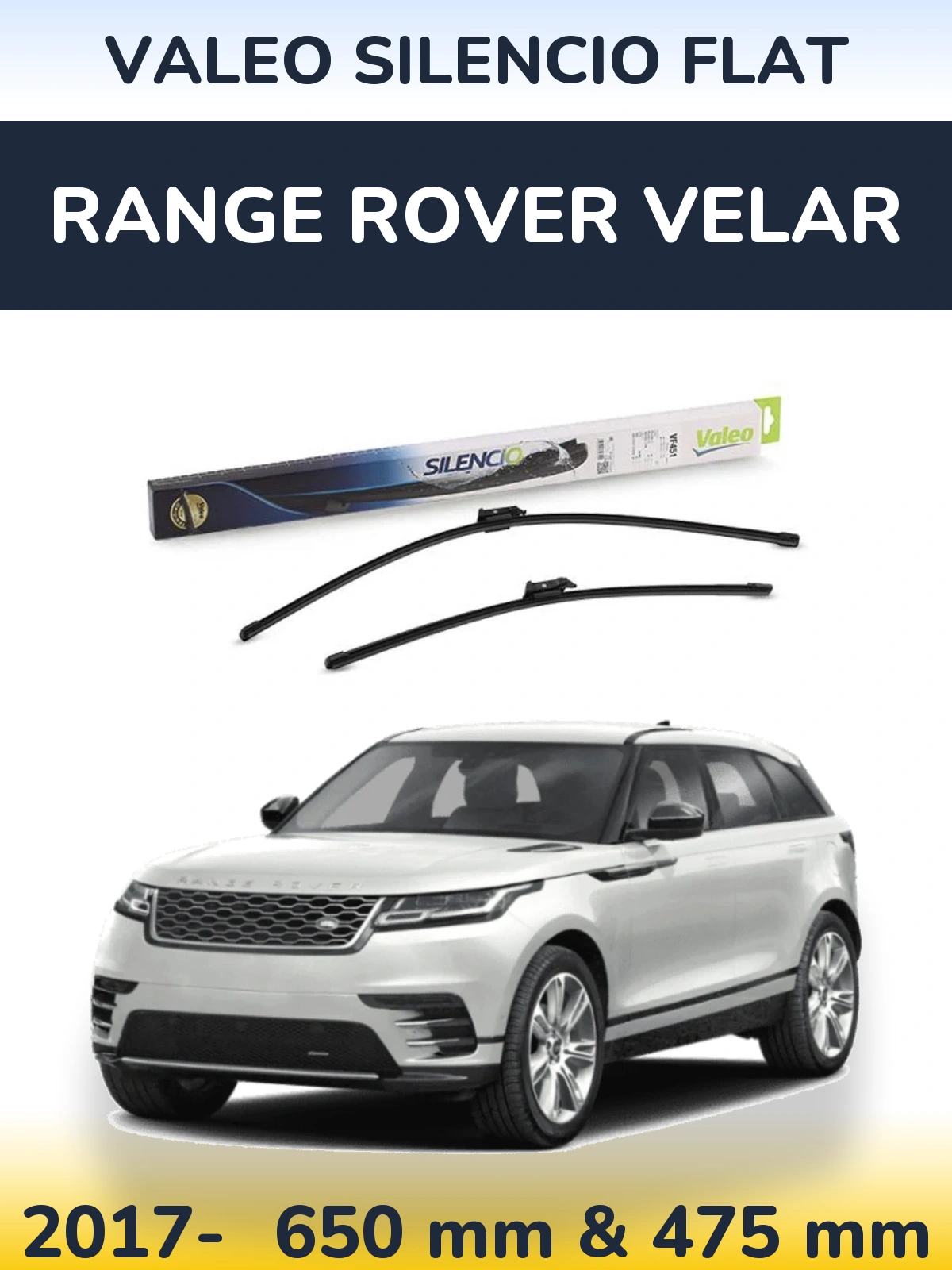 Komplet przednich wycieraczek Valeo Silencio Flat 650 & 475 mm do Range Rover Velar 2017-2026