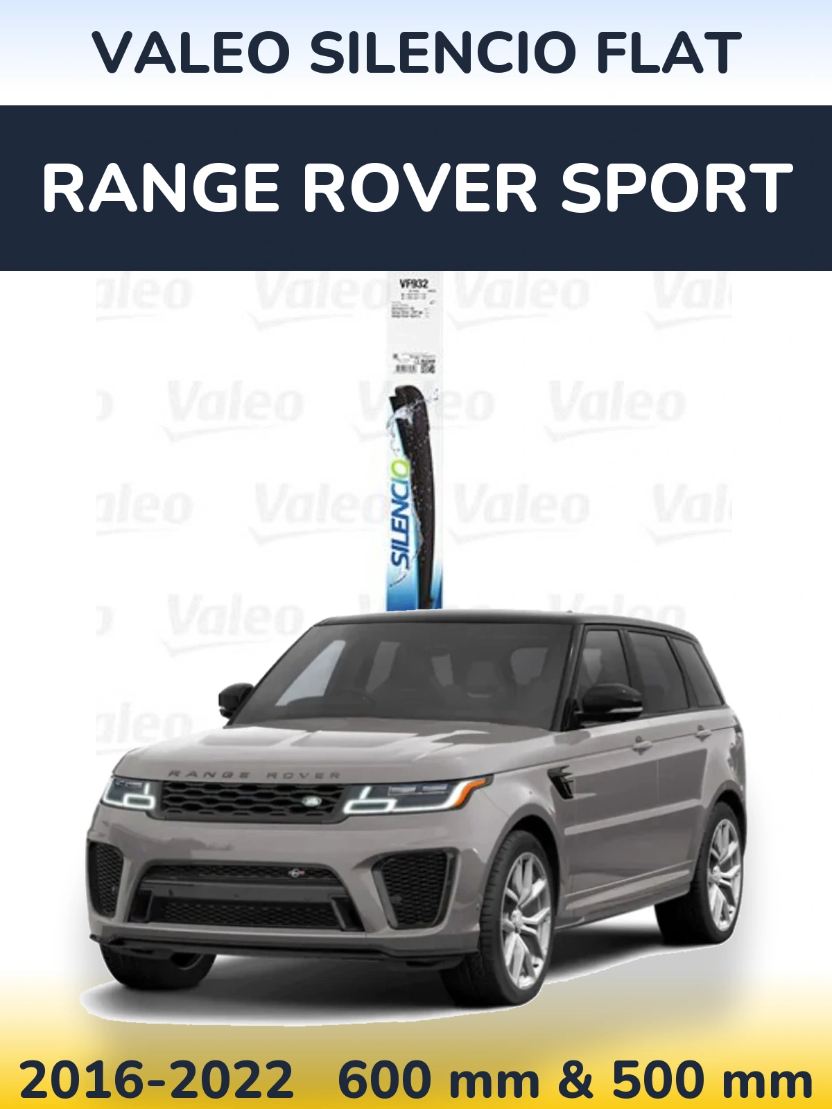 Комплект передних дворников Valeo Silencio Flat 600 & 500 мм для Range Rover Sport 2016-2022