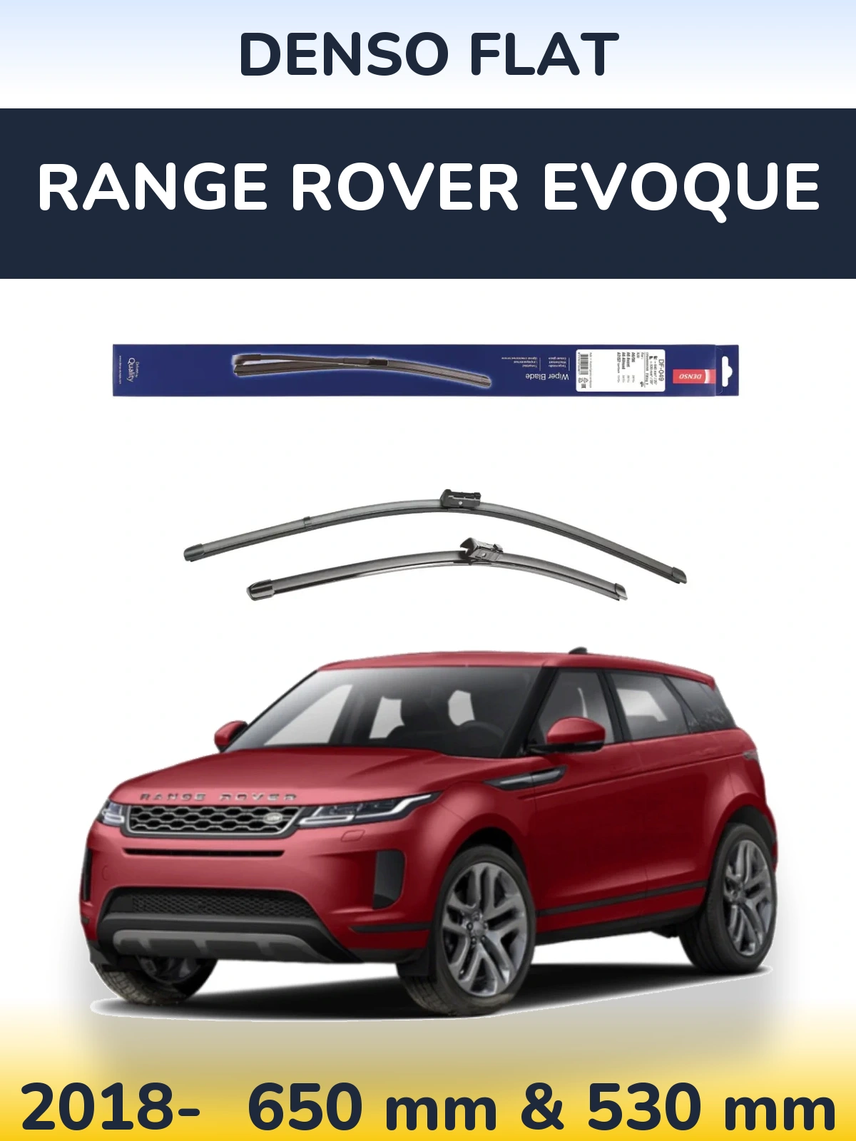 Front wiper blade set Denso Flat 640 & 520 mm for Range Rover Evoque 2018-2026