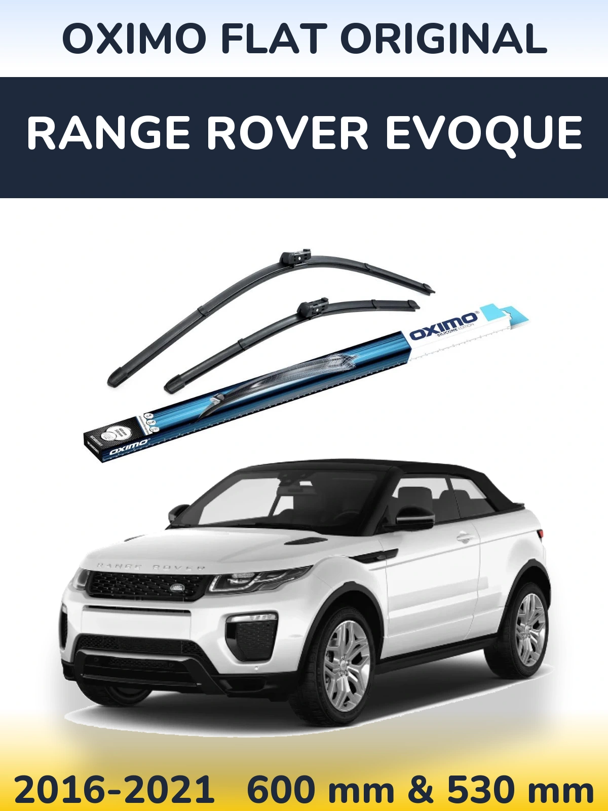 Front wiper blade set Oximo Flat Original 600 & 500 mm for Range Rover Evoque 2016-2021