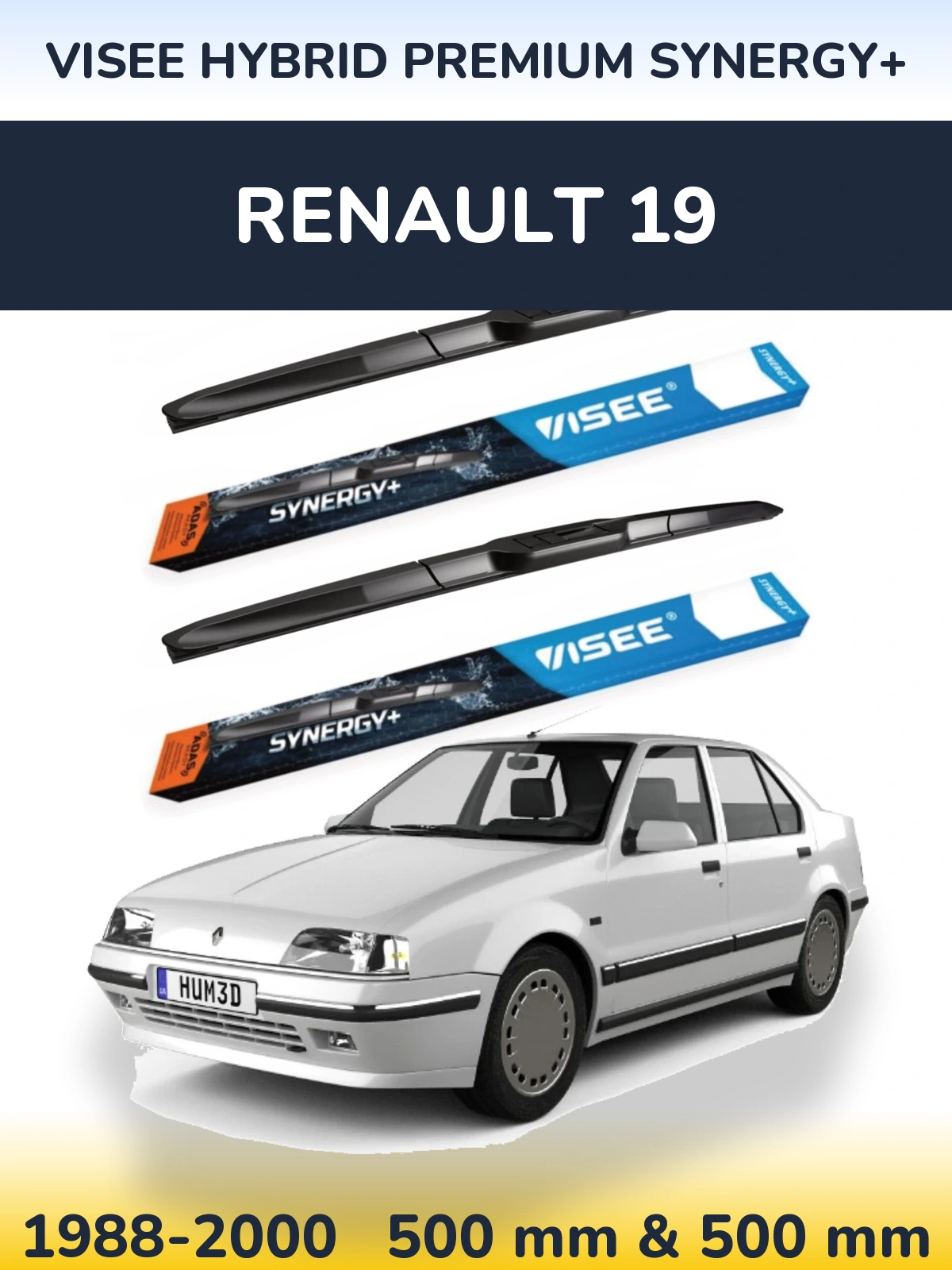 Комплект передніх щіток VISEE HYBRID PREMIUM SYNERGY+ 500 & 500 мм для Renault 19 1988-2000