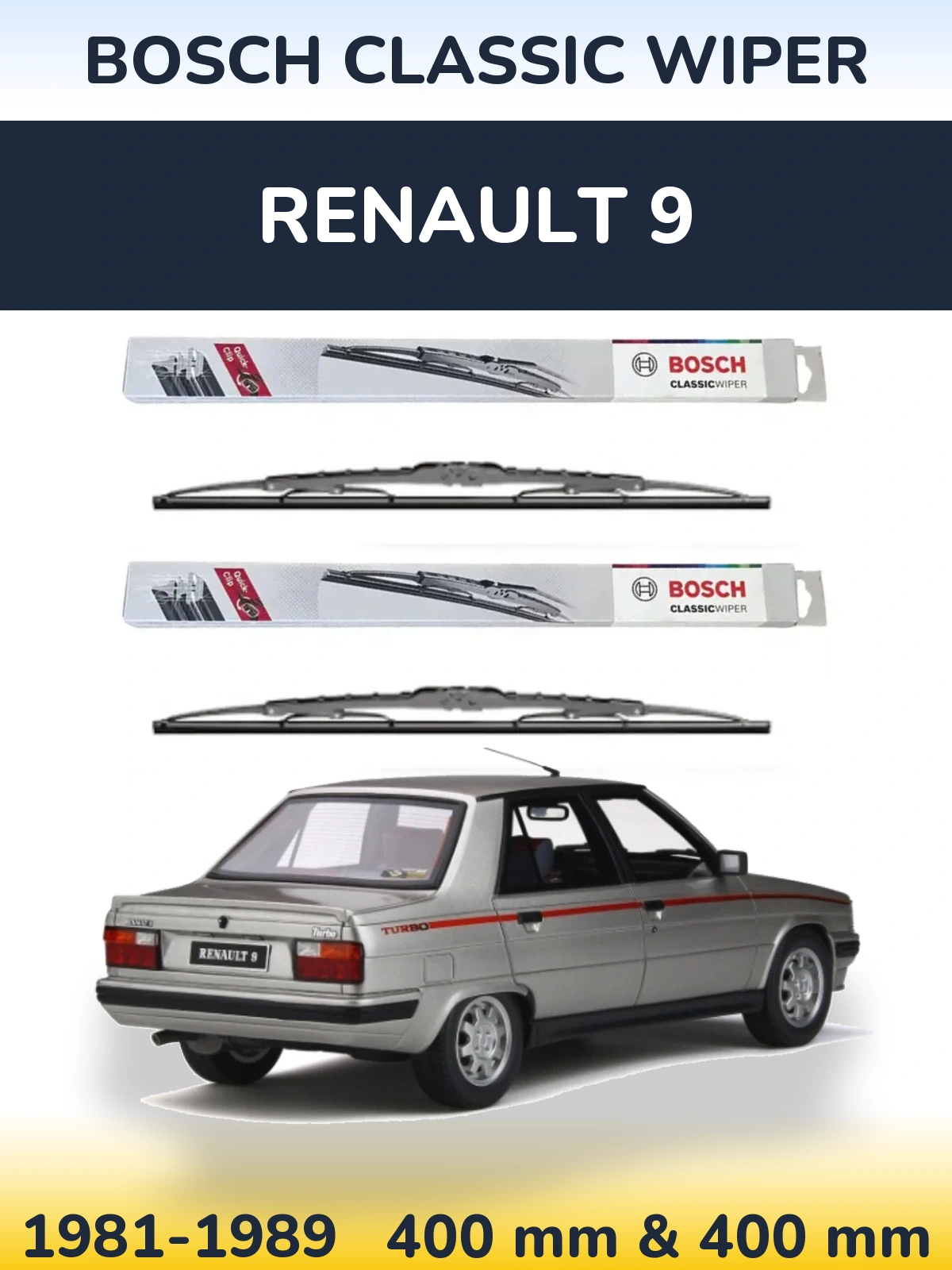Комплект передних дворников BOSCH Classic Wiper 400 & 400 мм для Renault 9 1981-1989