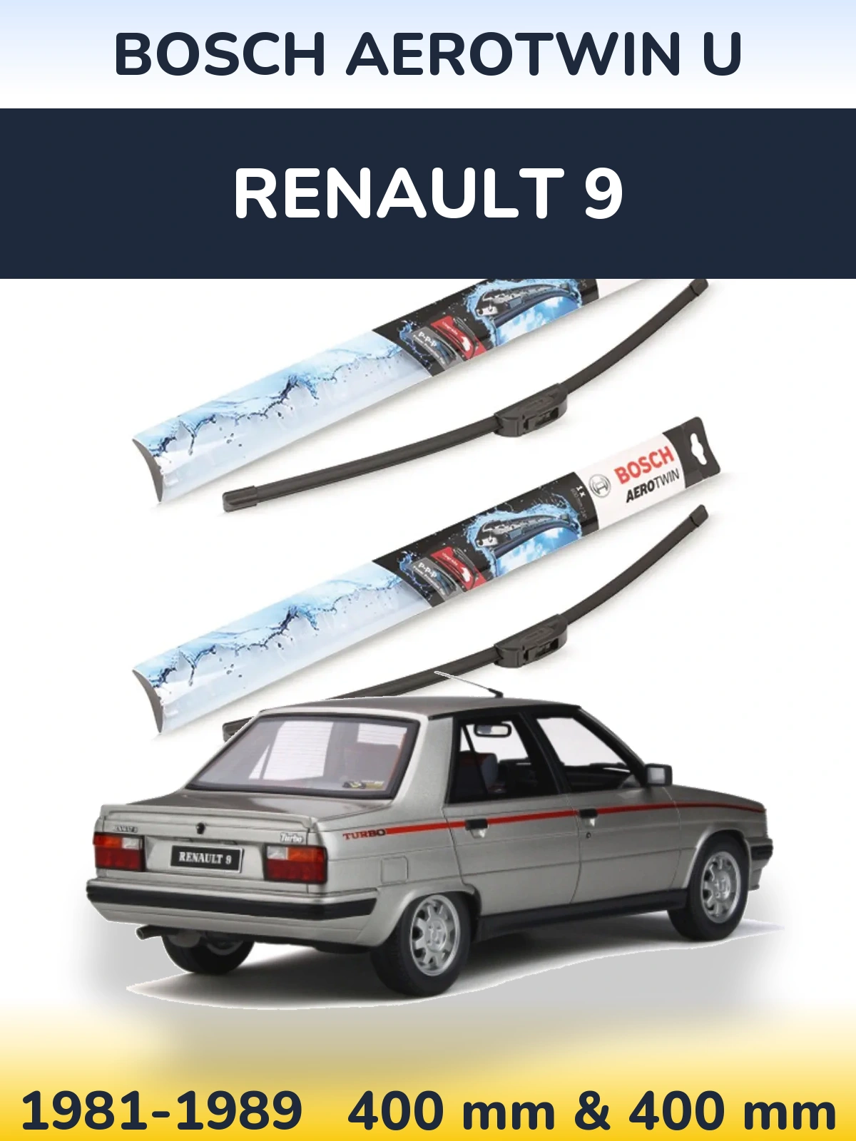 Komplet przednich wycieraczek BOSCH AeroTwin U 400 & 400 mm do Renault 9 1981-1989