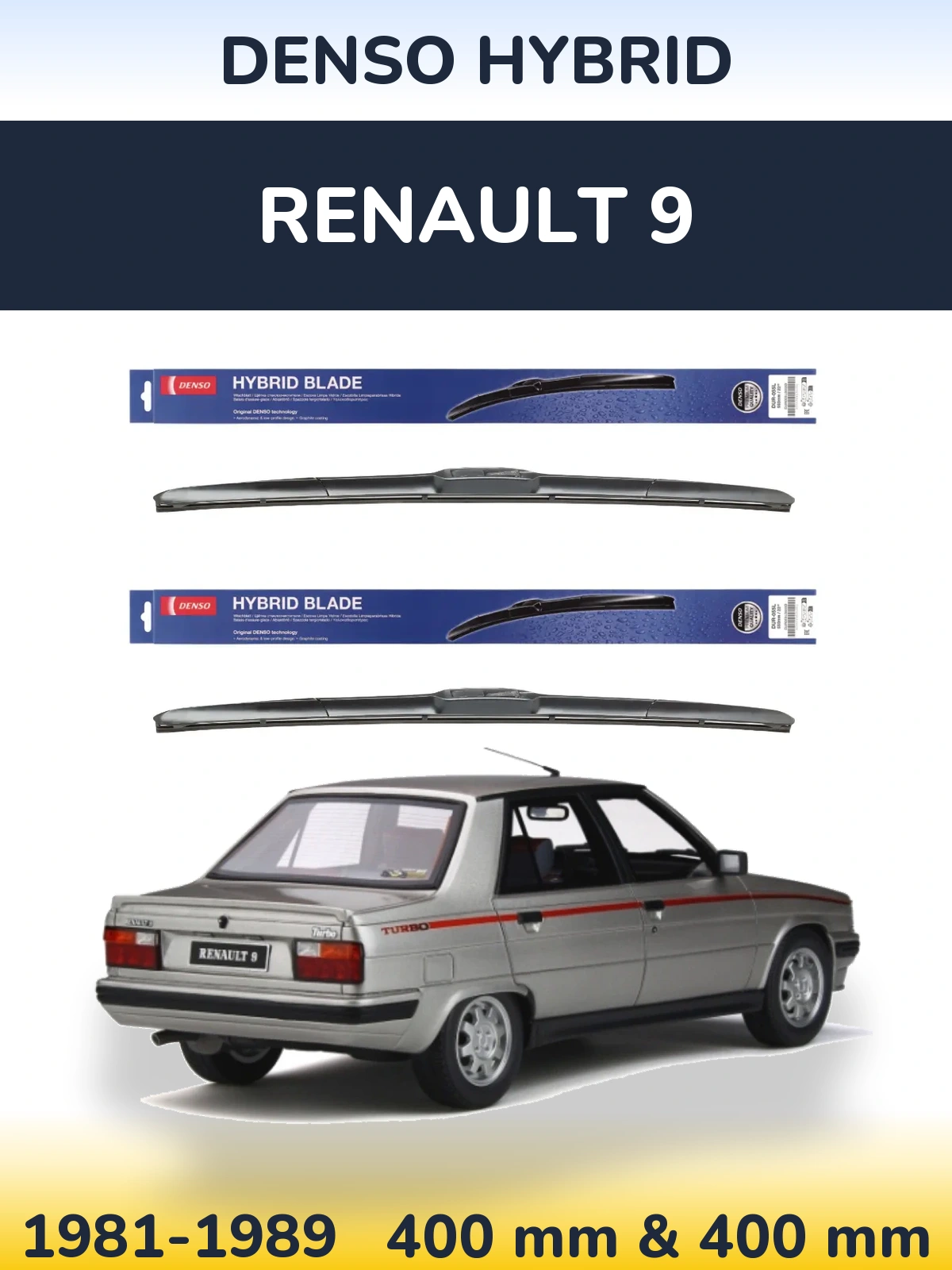 Komplet przednich wycieraczek Denso Hybrid 400 & 400 mm do Renault 9 1981-1989