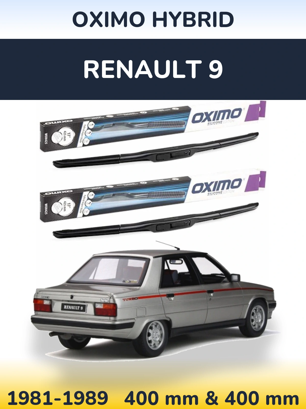Komplet przednich wycieraczek Oximo Hybrid 400 & 400 mm do Renault 9 1981-1989