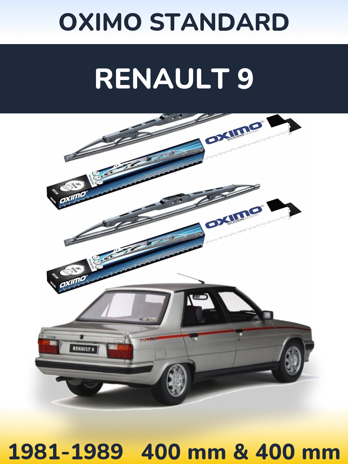 Front wiper blade set Oximo Standard 400 & 400 mm for Renault 9 1981-1989