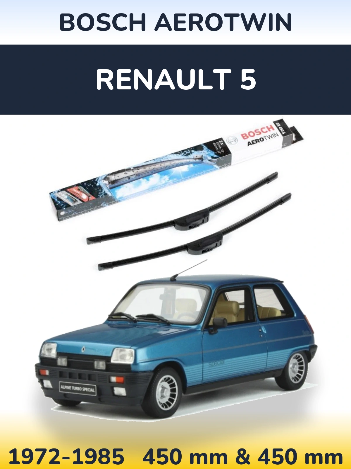 Комплект передніх щіток BOSCH AeroTwin 450 & 450 мм для Renault 5 1972-1985
