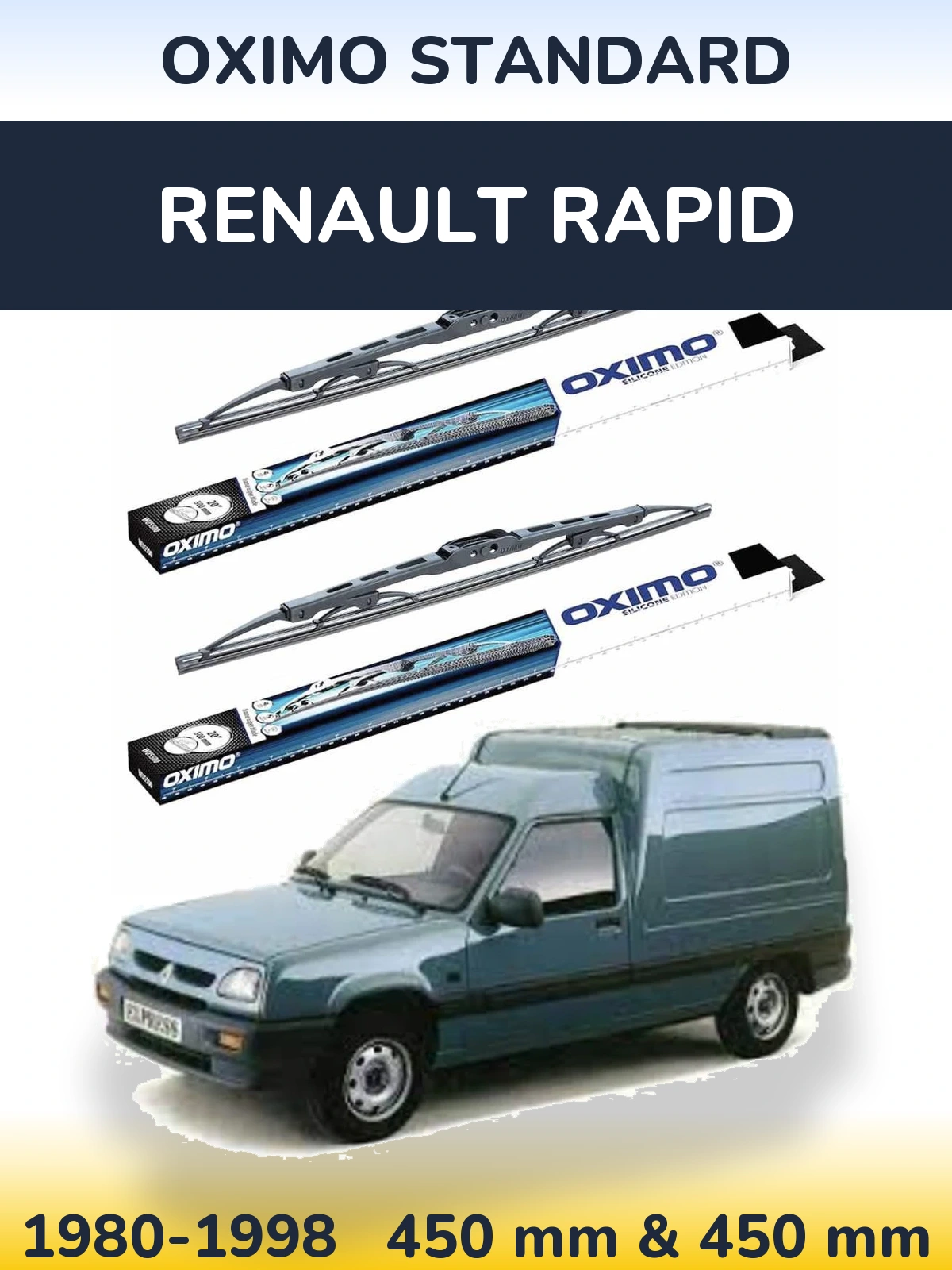 Комплект передних дворников Oximo Standard 450 & 450 мм для Renault Rapid 1980-1998