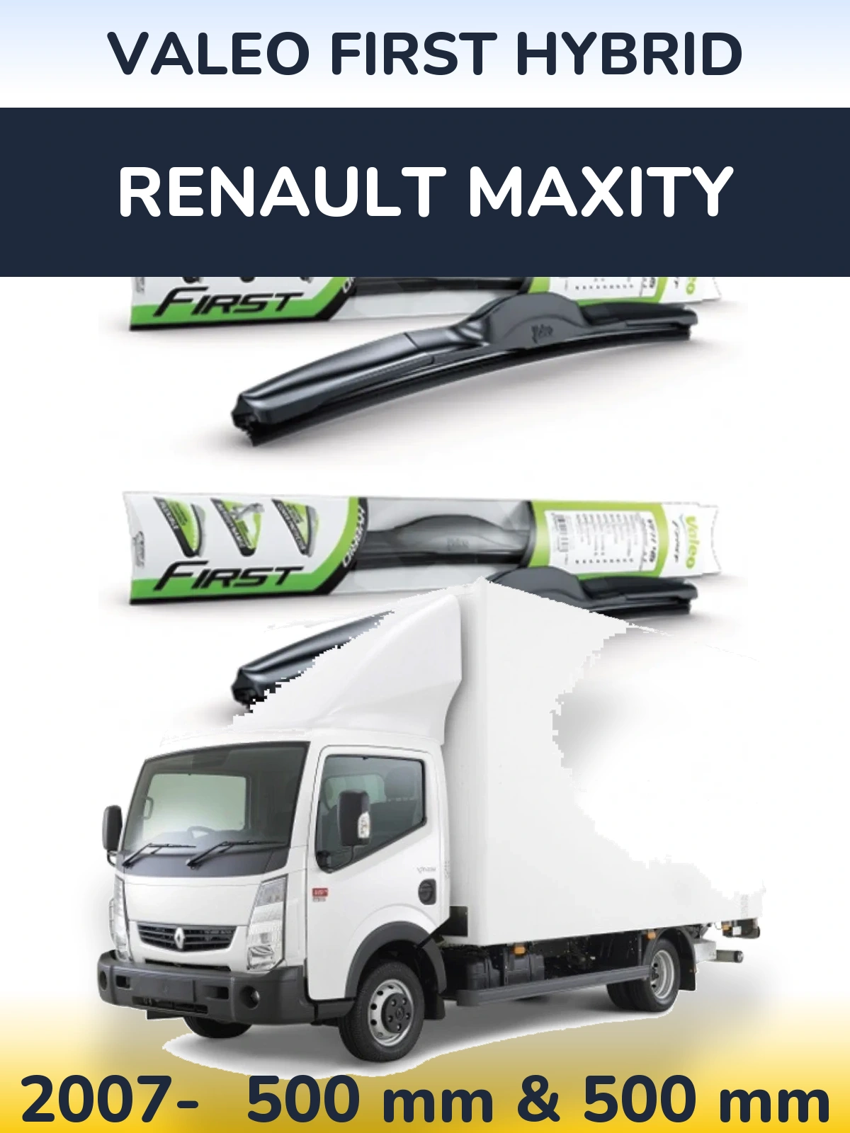 Komplet przednich wycieraczek Valeo First Hybrid 500 & 500 mm do Renault Maxity 2007-2026