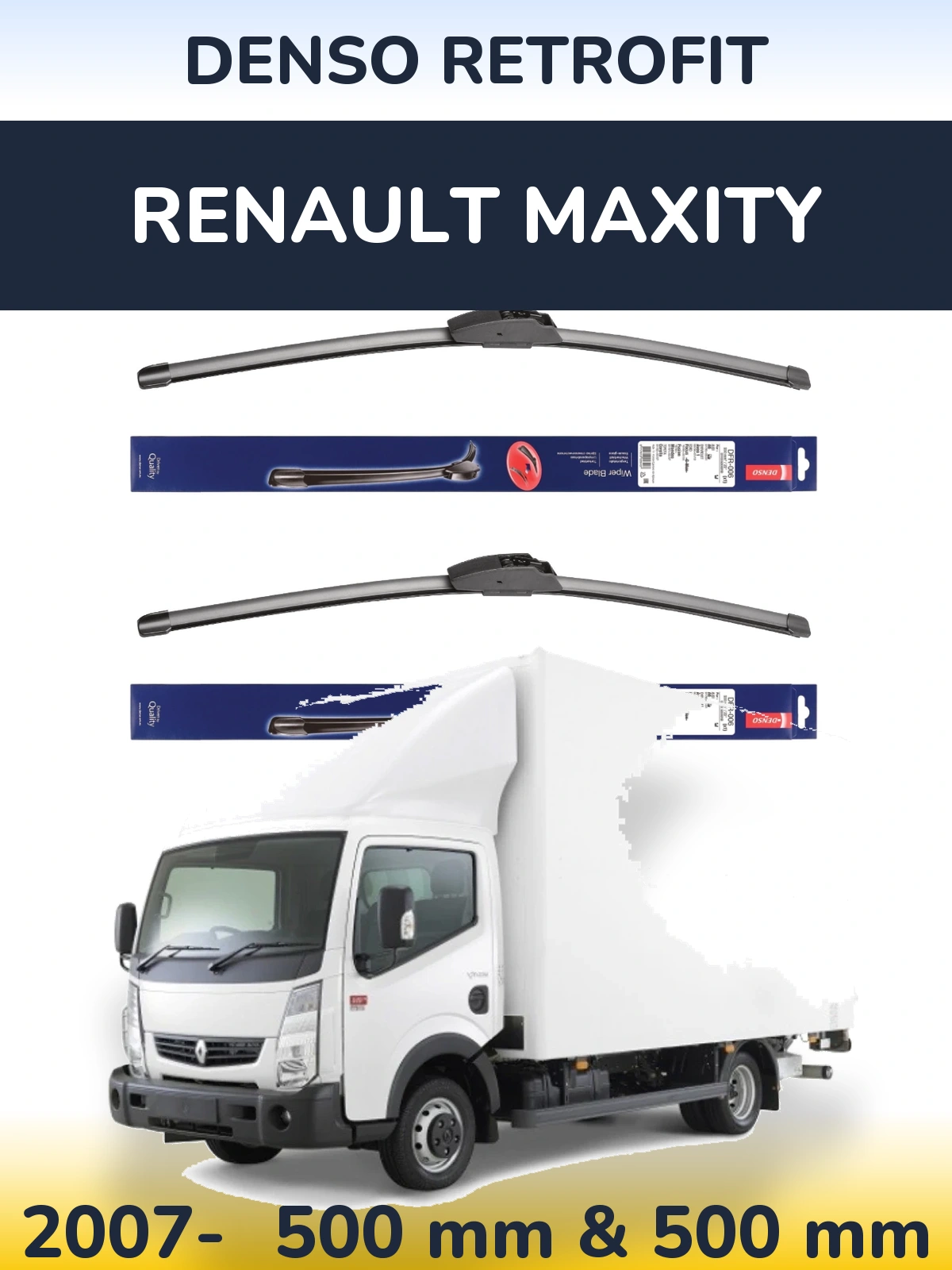 Komplet przednich wycieraczek Denso Retrofit 500 & 500 mm do Renault Maxity 2007-2026